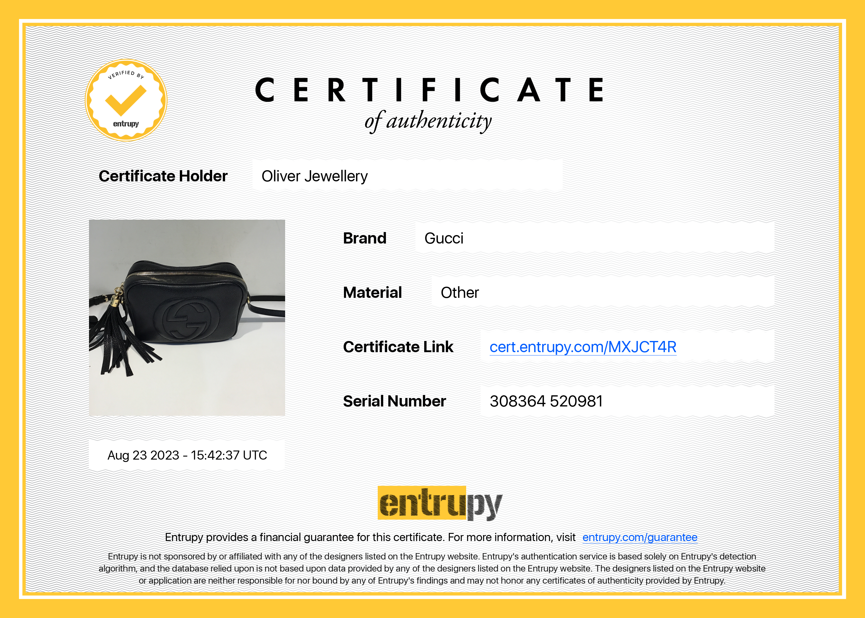 Gucci Black Calfskin Leather Small Soho Disco Bag w/ Box