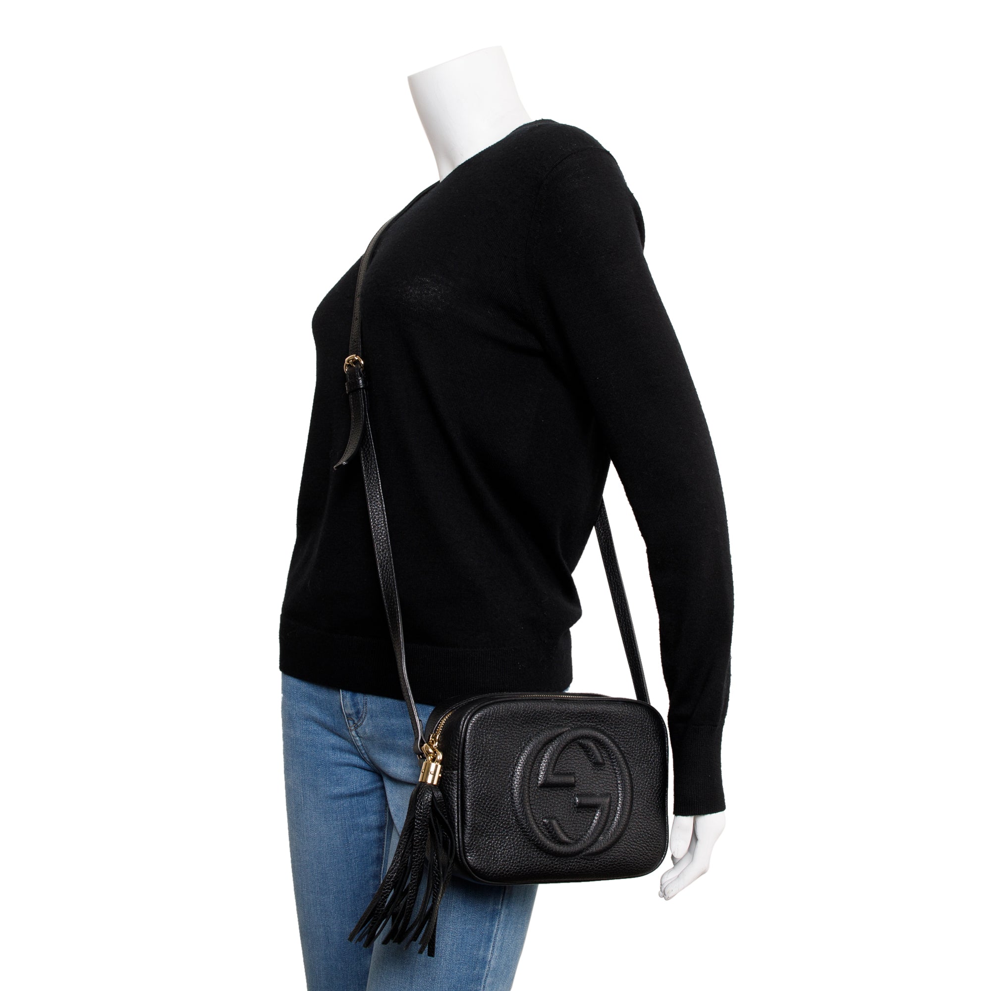 Gucci Black Calfskin Leather Small Soho Disco Bag w/ Box