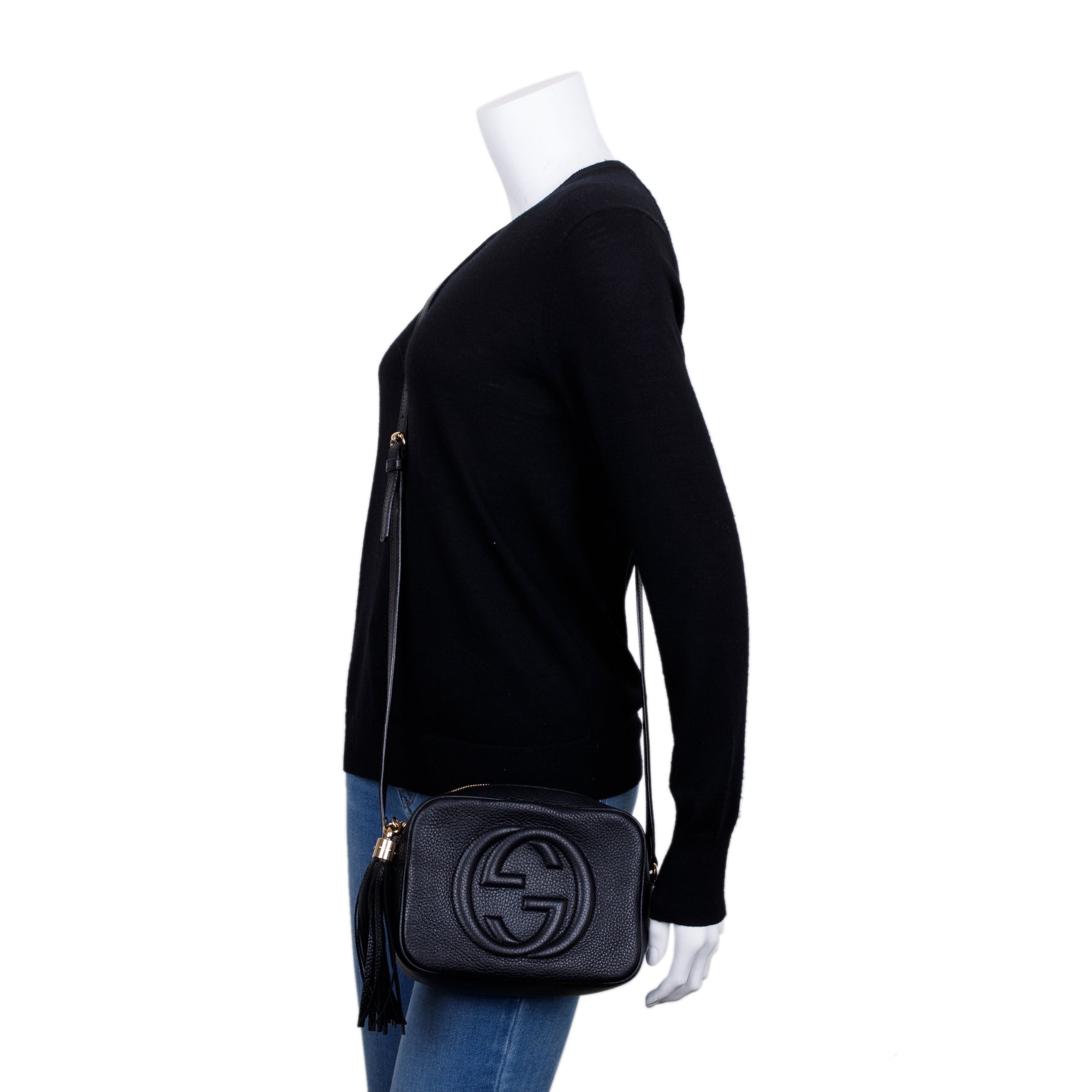 Gucci Black Calfskin Leather Small Soho Disco Bag w/ Box