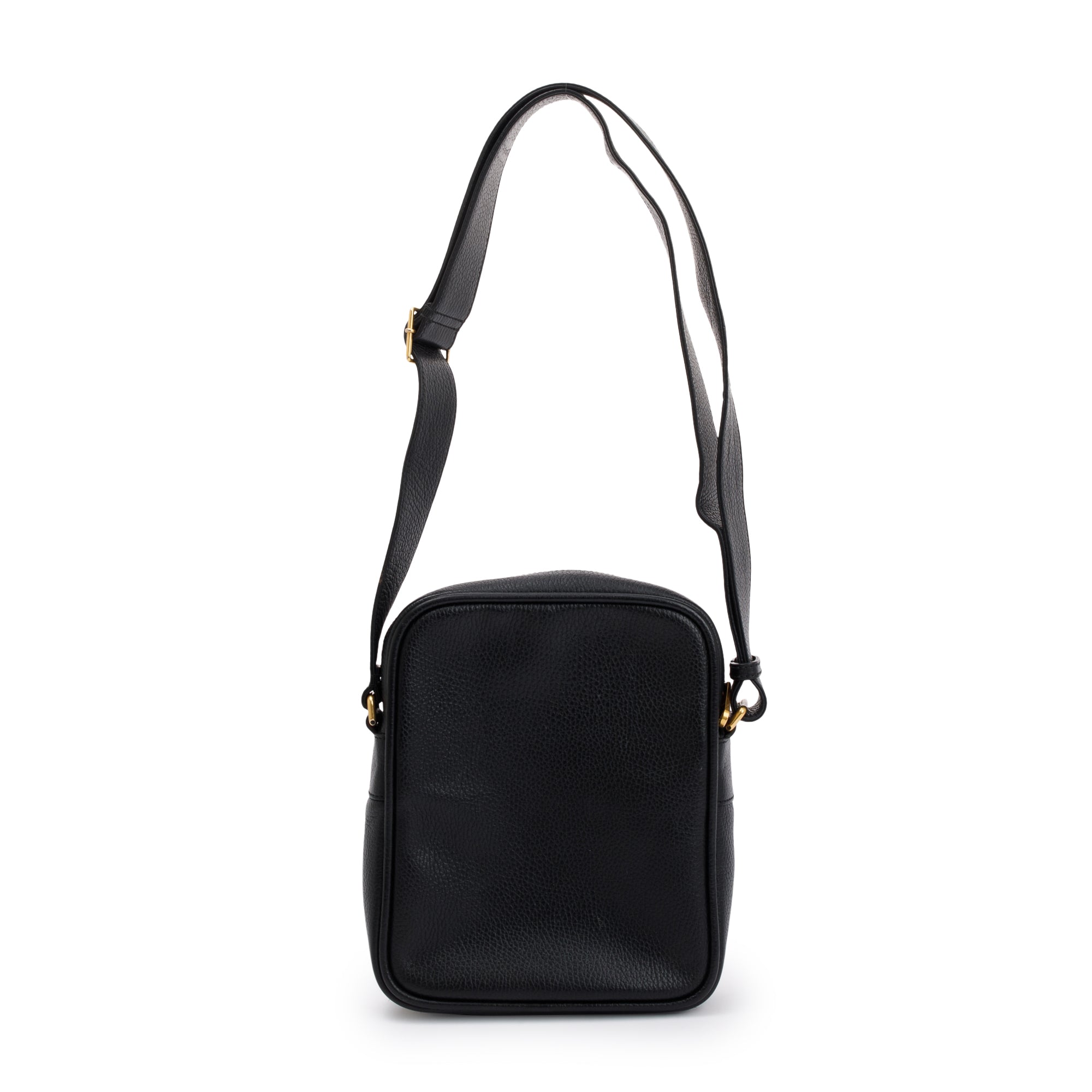 Gucci Black Calfskin Leather Web Logo Messenger Bag w/ Box