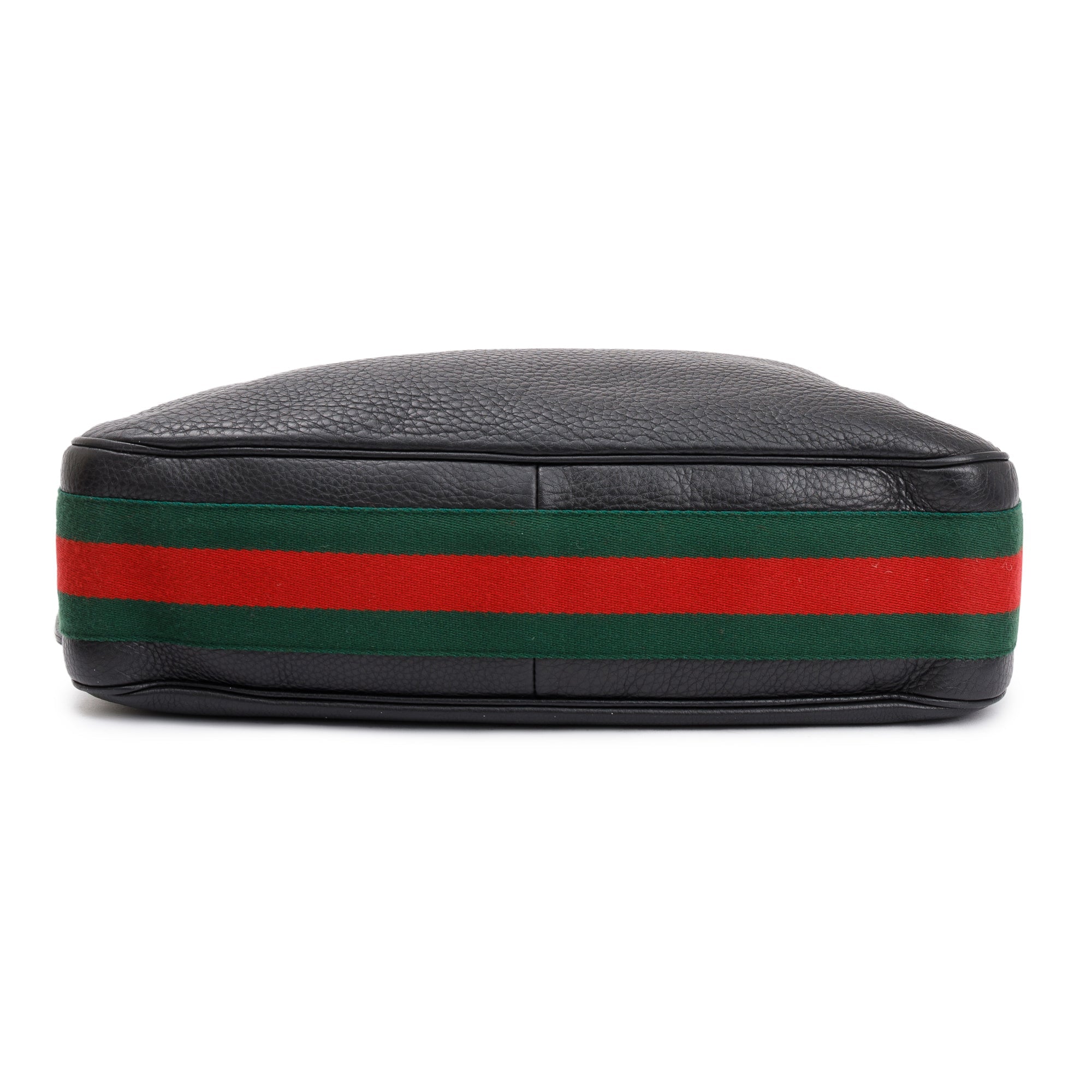 Gucci Black Calfskin Leather Web Medium Heritage Shoulder Bag