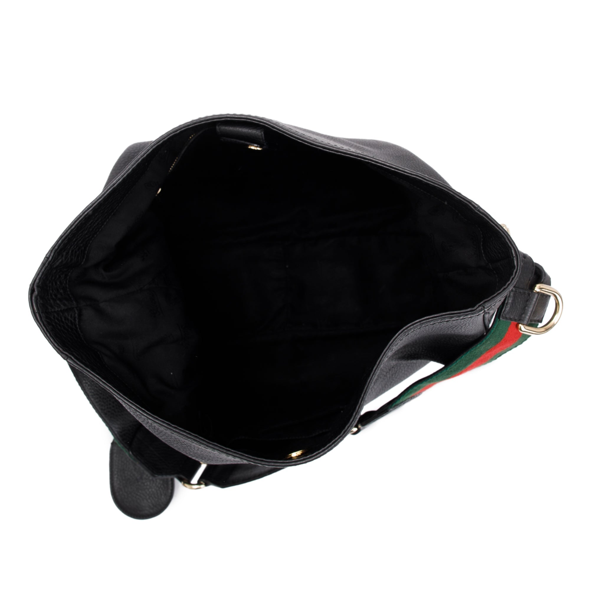 Gucci Black Calfskin Leather Web Medium Heritage Shoulder Bag