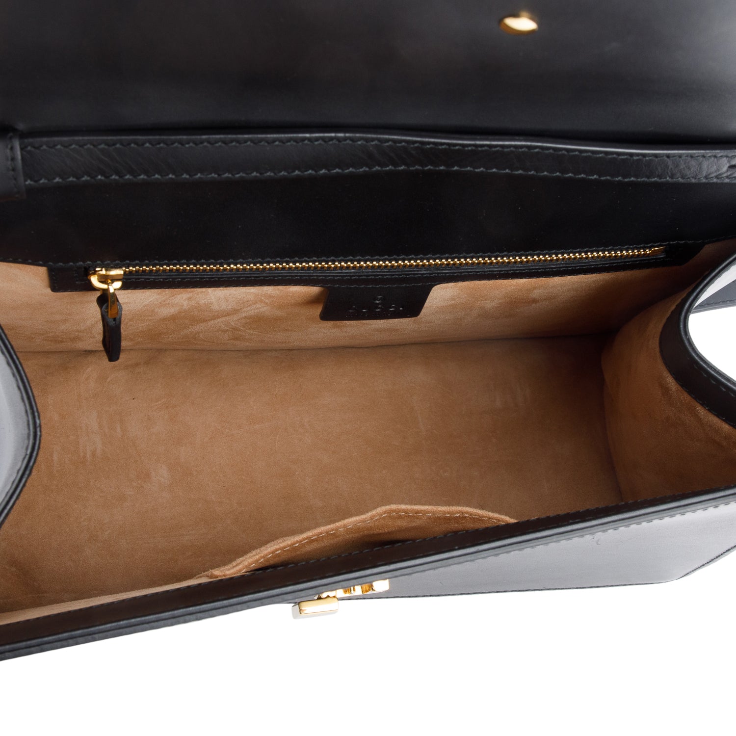 Gucci Black Calfskin Leather Web Medium Sylvie Handle Bag