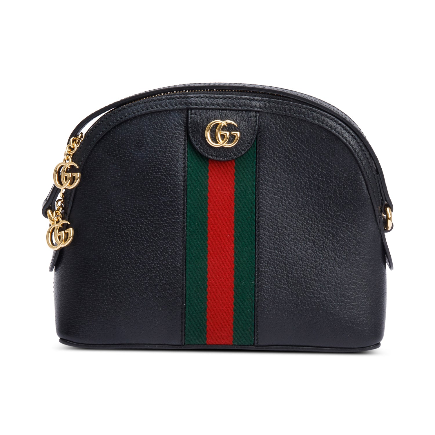 Gucci Black Calfskin Leather Web Small Ophidia Dome Crossbody Bag w/ Box