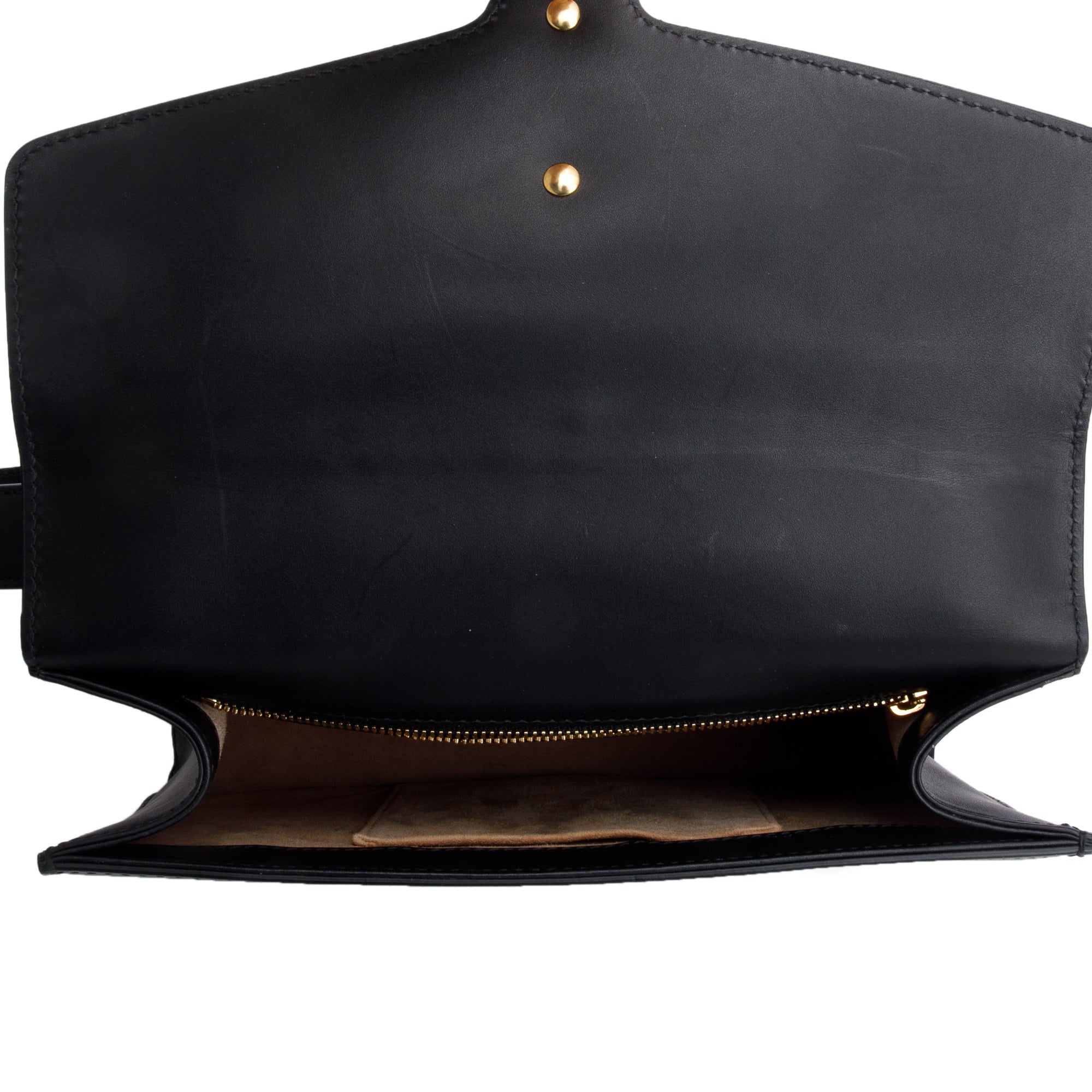 Gucci Black Calfskin Leather Web Small Sylvie Shoulder Bag