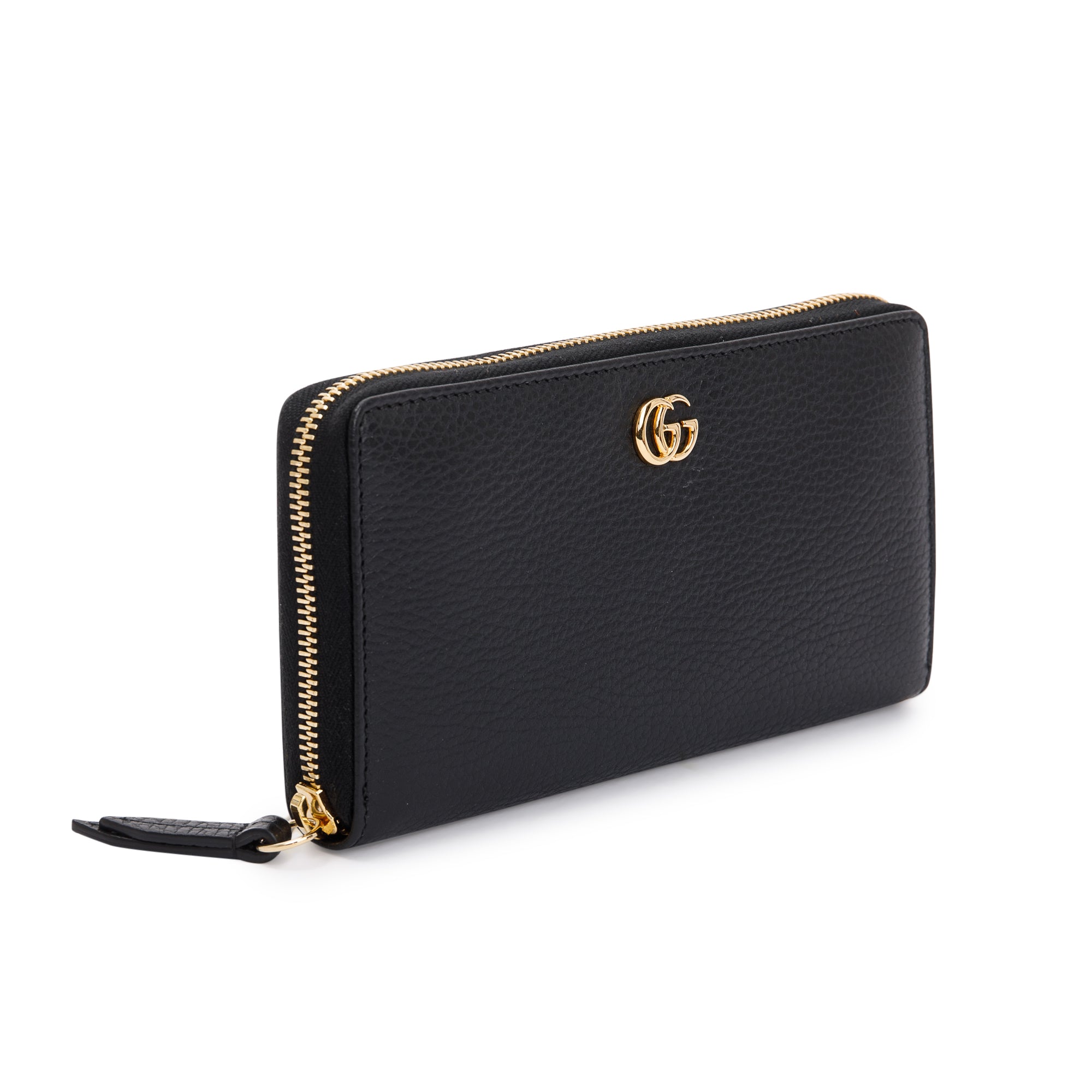 Gucci Black Calfskin Leather Zip-Around Wallet w/ Box