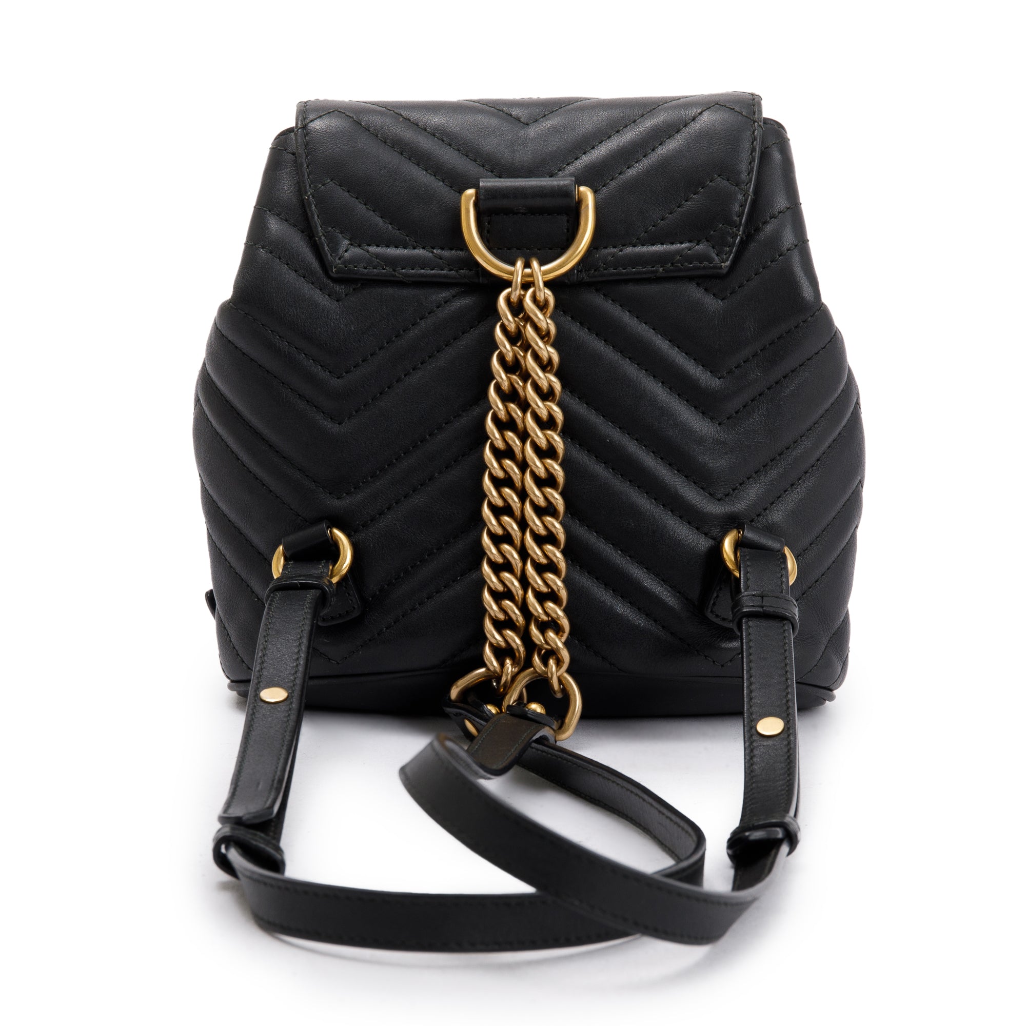 Gucci Black Calfskin Matelasse GG Marmont Flap Backpack