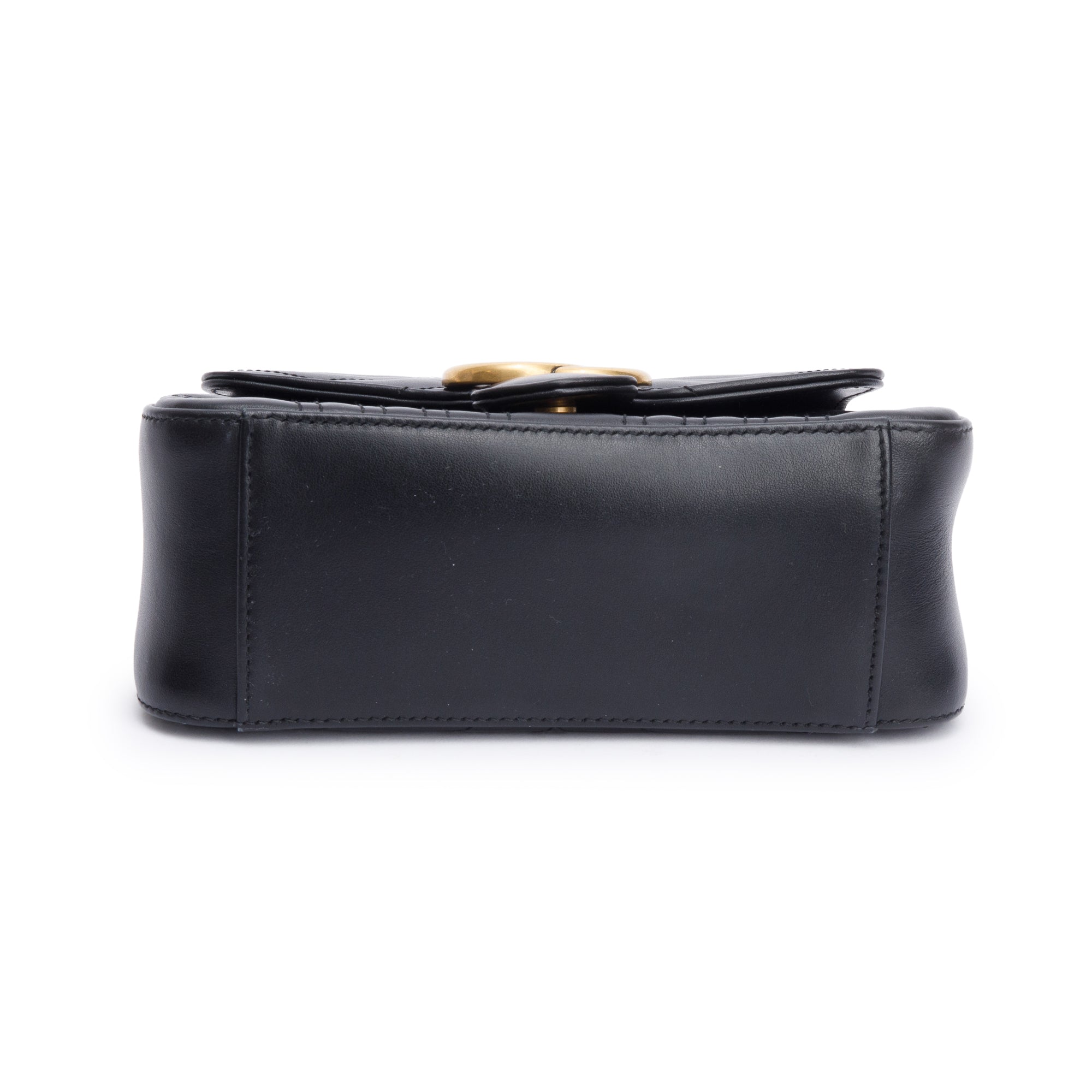 Gucci Black Calfskin Matelasse GG Marmont Mini Top Handle Shoulder Bag w/ Strap