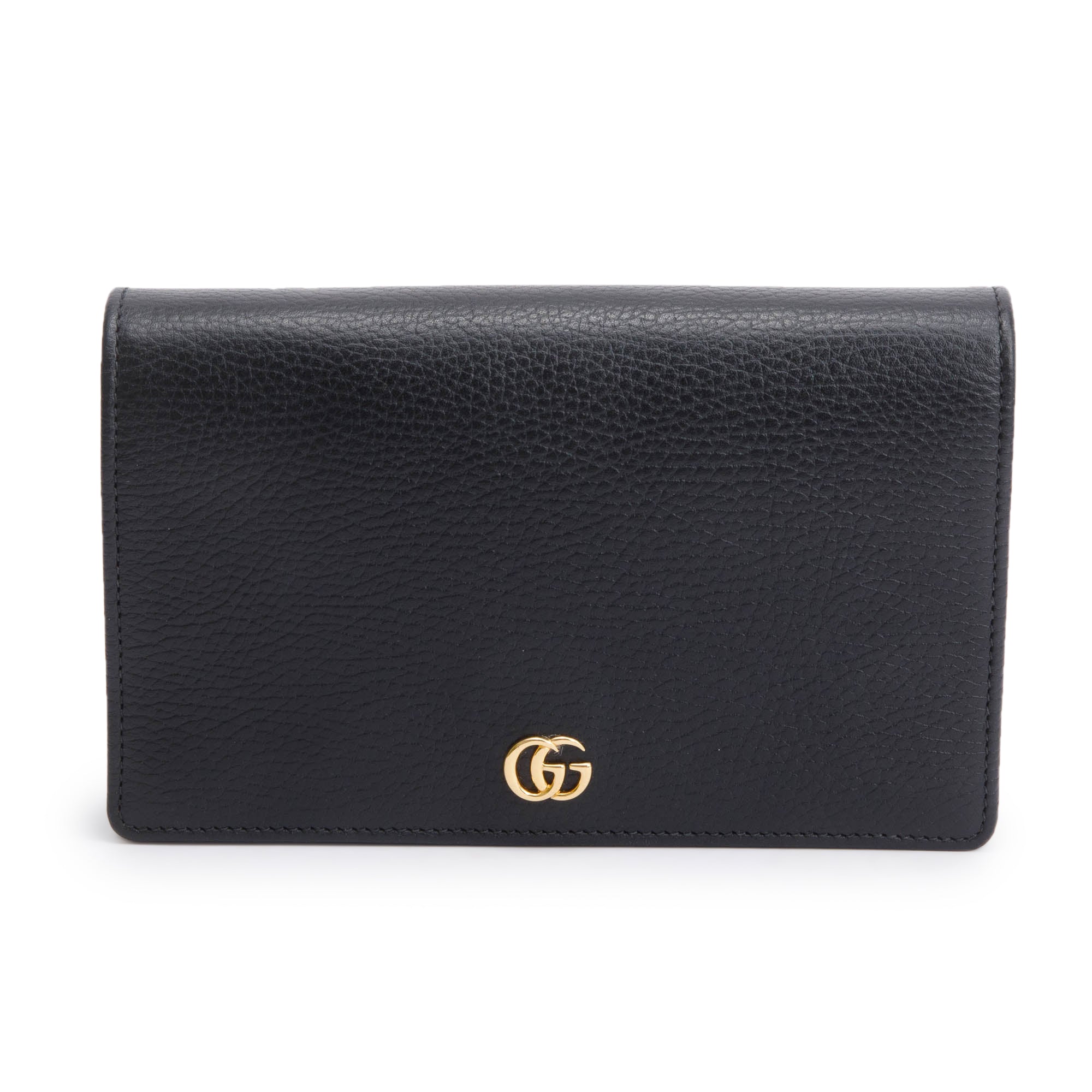 Gucci Black Calfskin Mini GG Marmont Wallet On Chain w/ Box