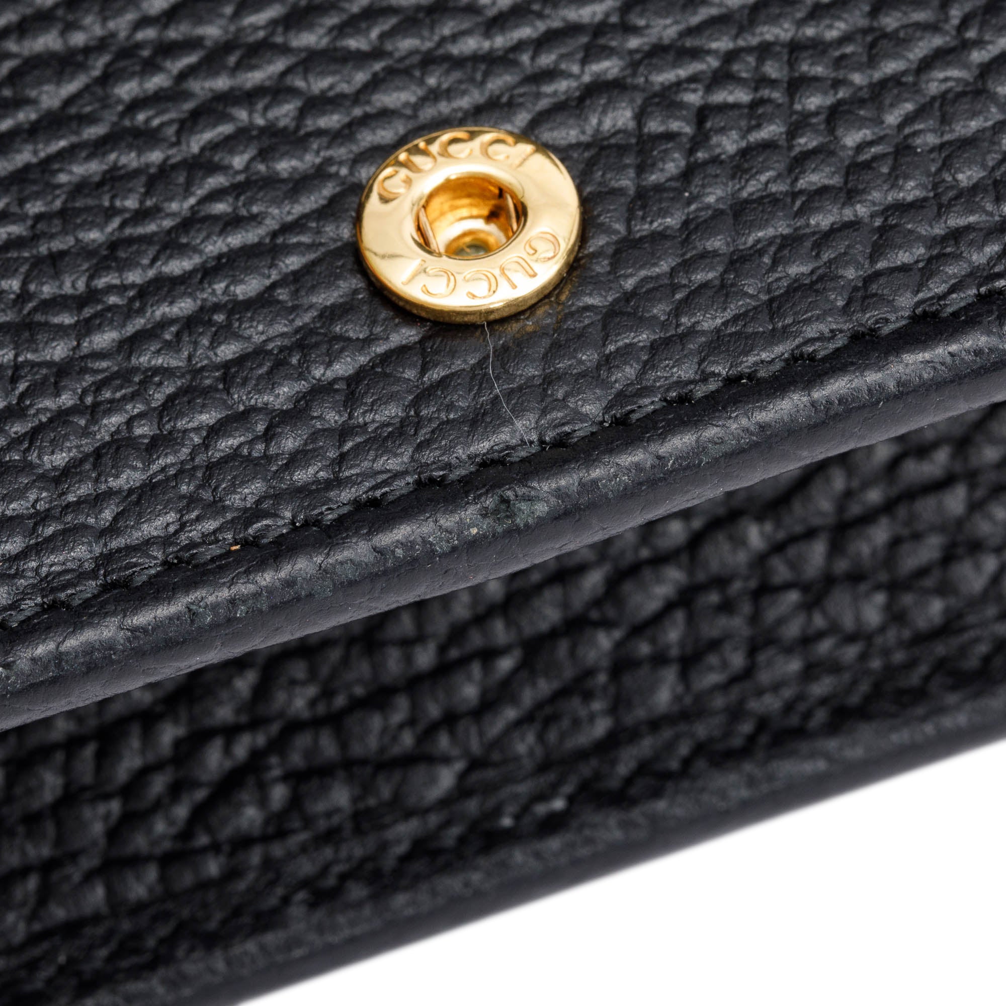 Gucci Black Calfskin Mini GG Marmont Wallet On Chain w/ Box