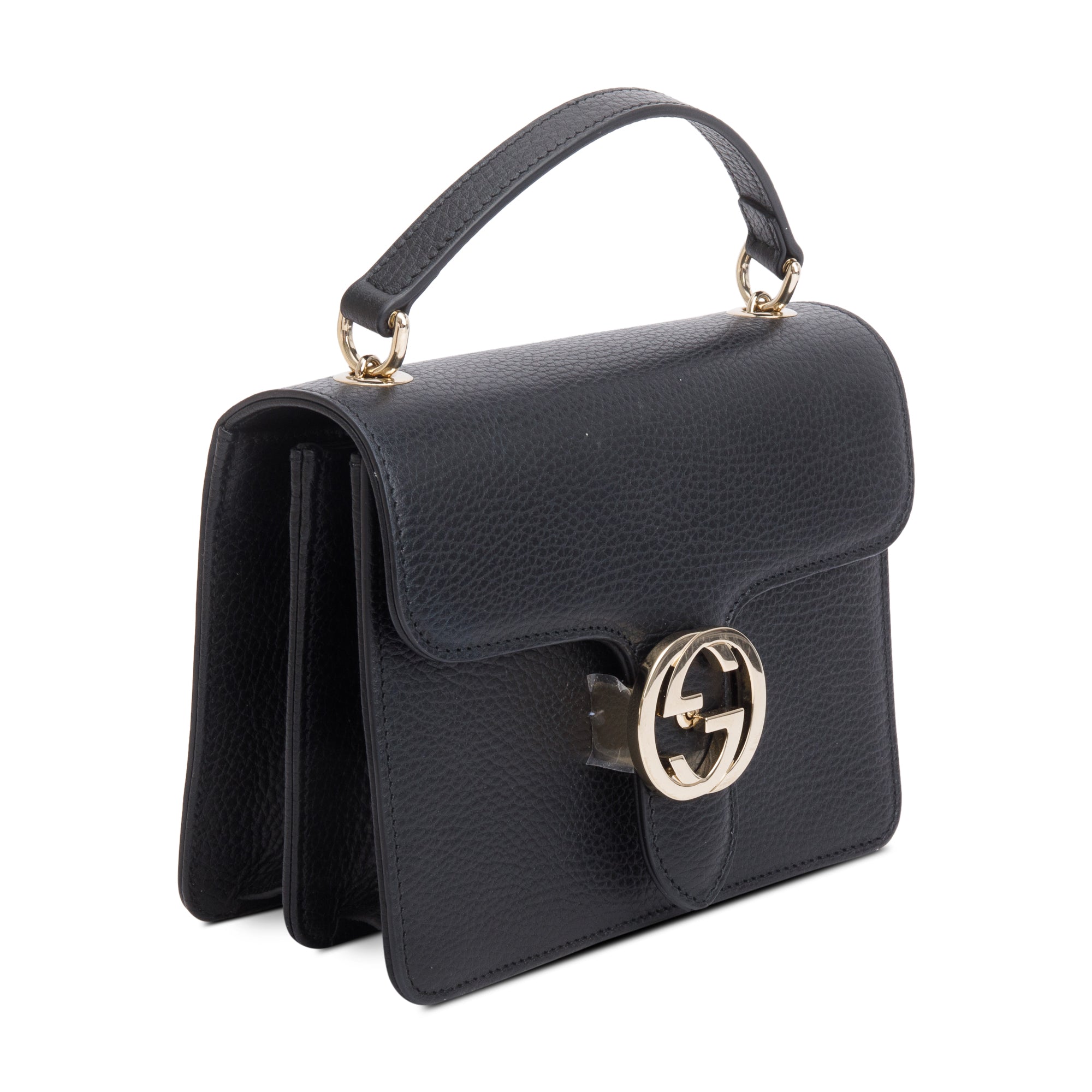 Gucci Black Dollar Calfskin Leather Interlocking GG Small Chain Shoulder Bag