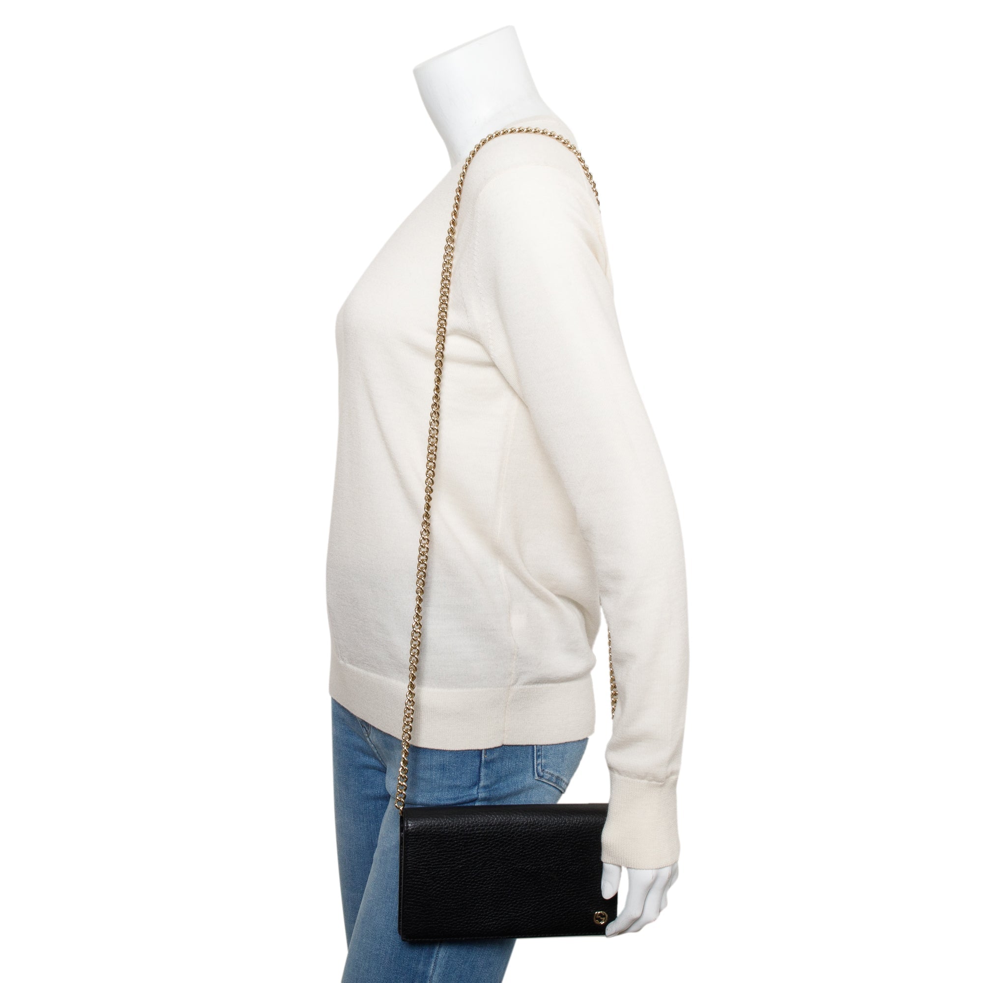 Gucci Black Dollar Calfskin Leather Medium Betty Chain Wallet