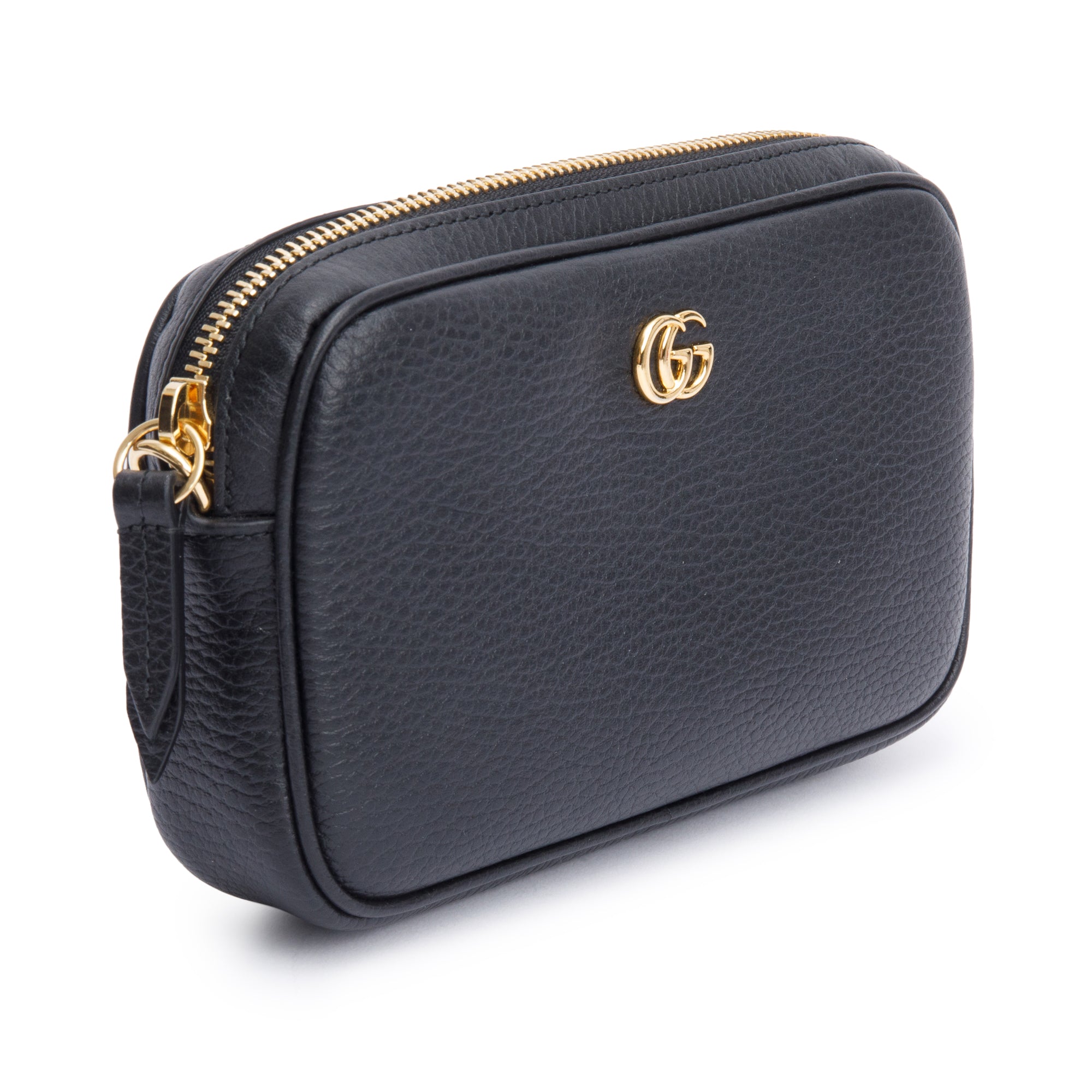 Gucci Black Dollar Calfskin Leather Super Mini GG Marmont Chain Shoulder Bag w/ Box