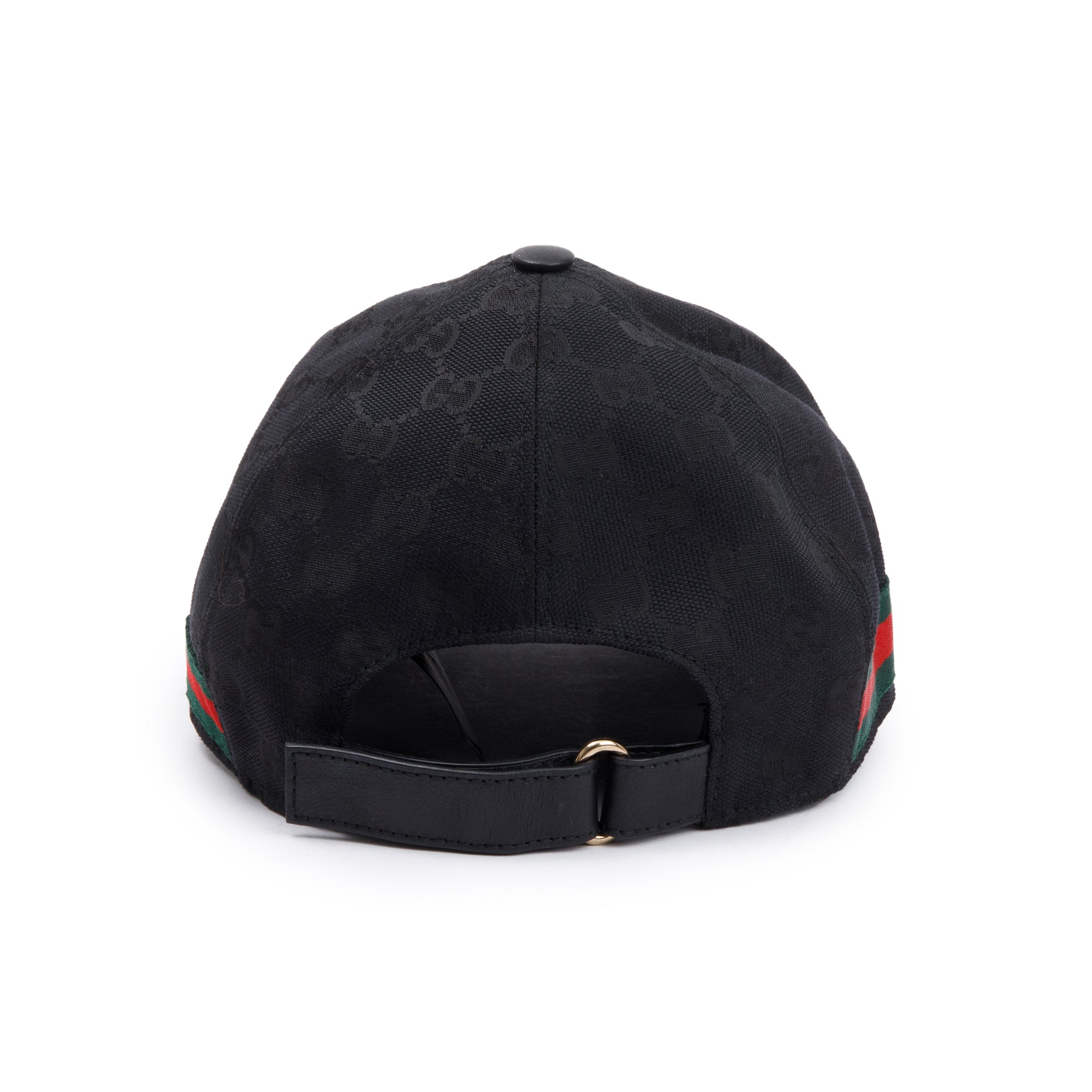 Gucci Black GG Canvas Baseball Hat with Web, Size S 57