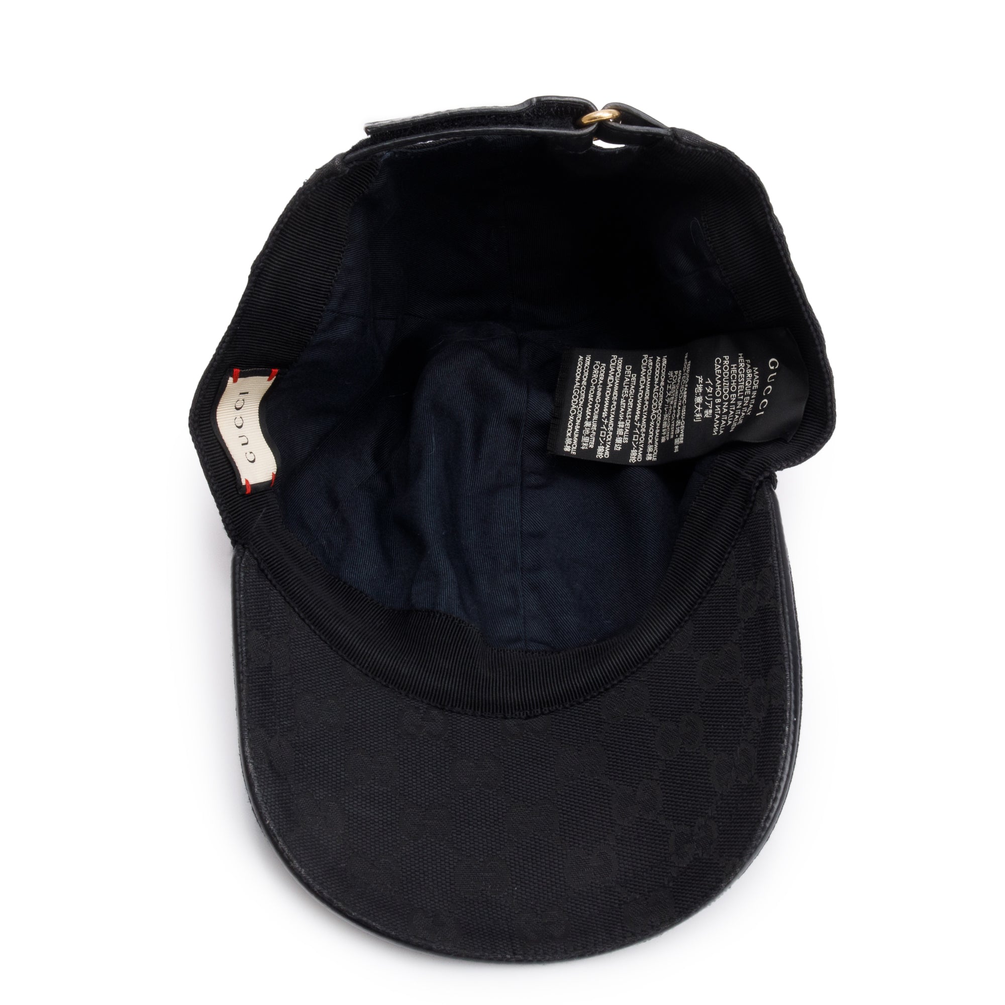 Gucci Black GG Canvas Baseball Hat with Web, Size S 57