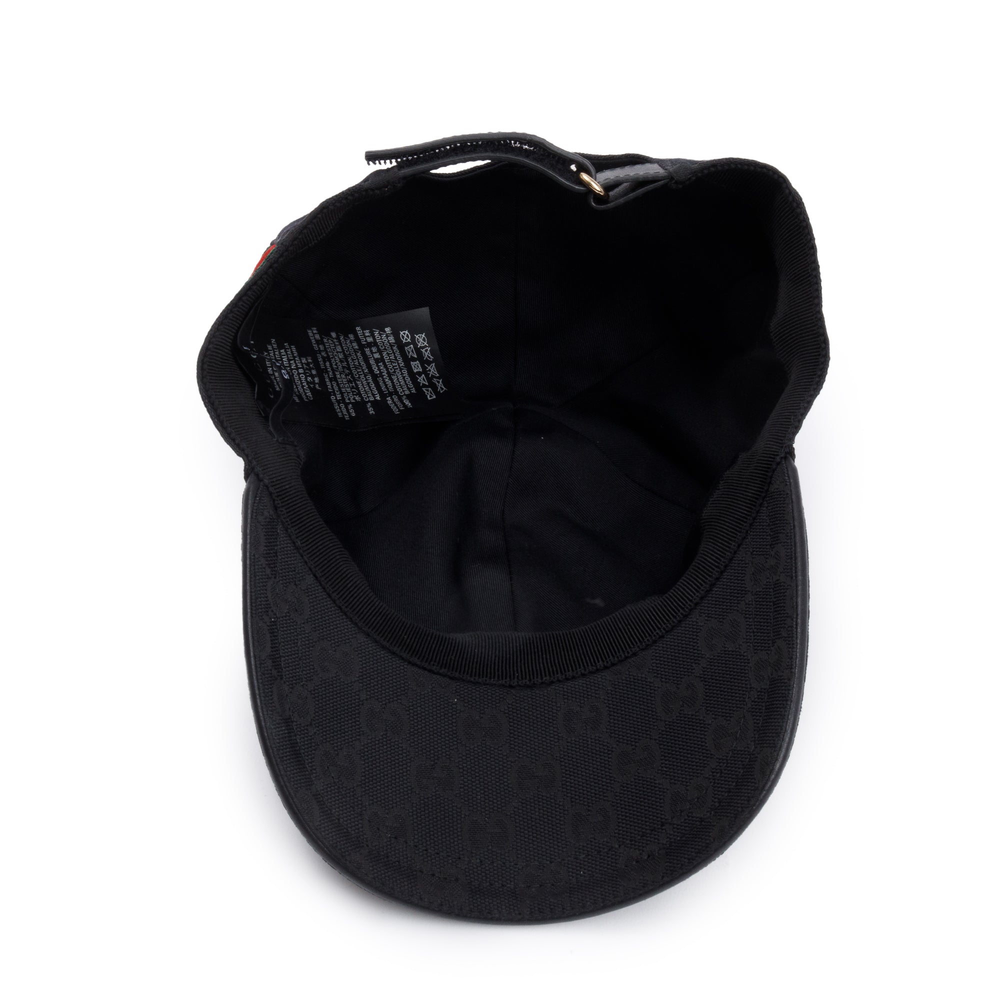 Gucci Black GG Canvas Baseball Hat with Web, Size S 57