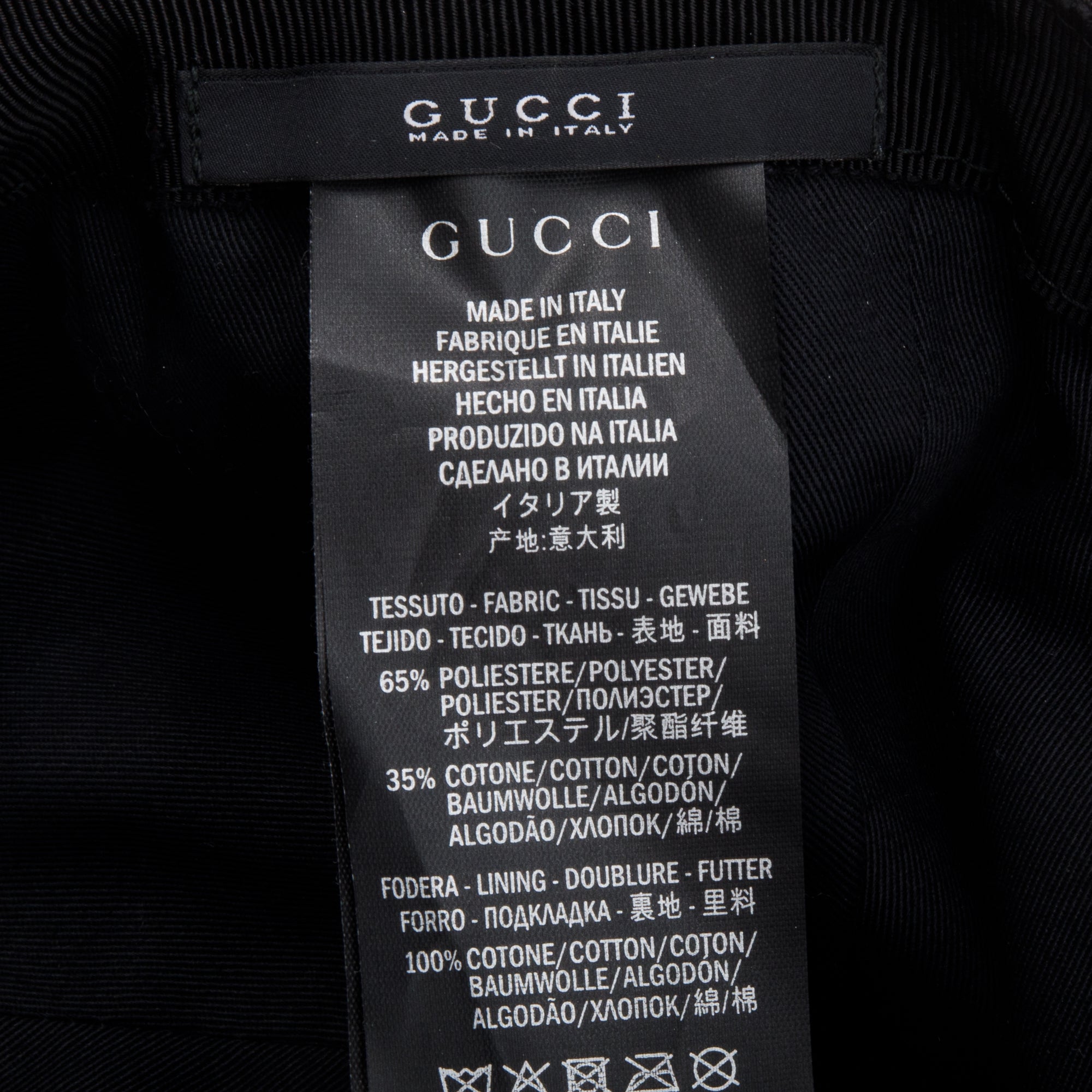 Gucci Black GG Canvas Baseball Hat with Web, Size S 57