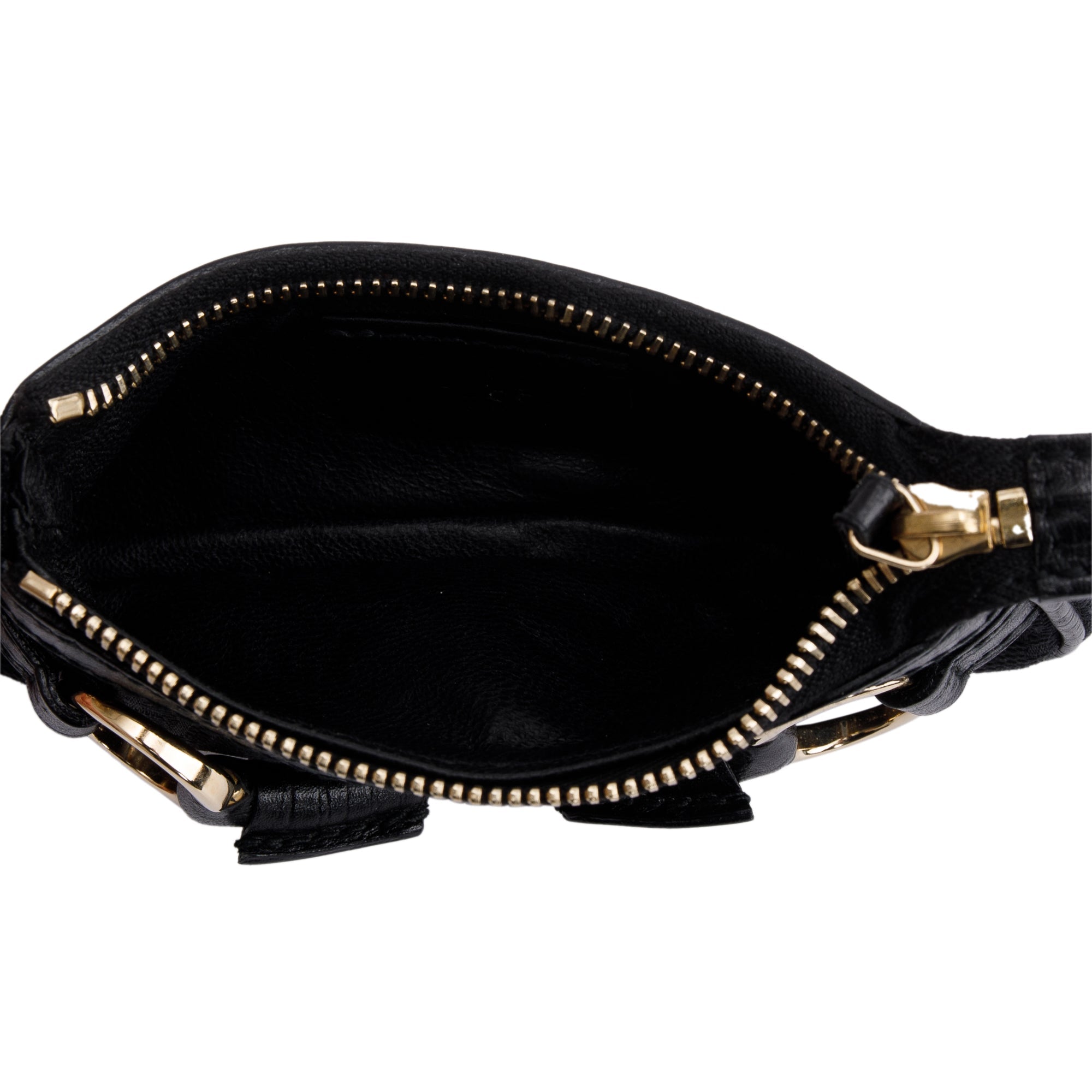 Gucci Black GG Canvas Calsfskin Leather Web Horsebit Key Pouch