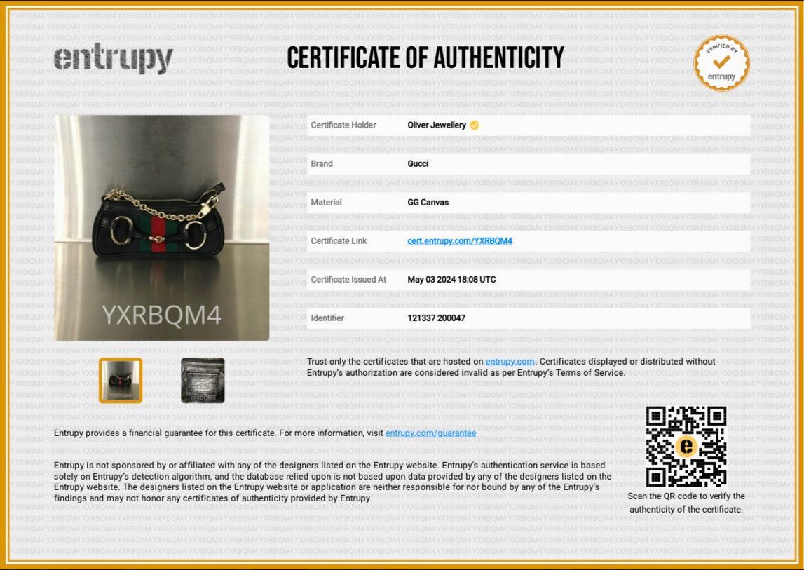 Gucci Black GG Canvas Calsfskin Leather Web Horsebit Key Pouch