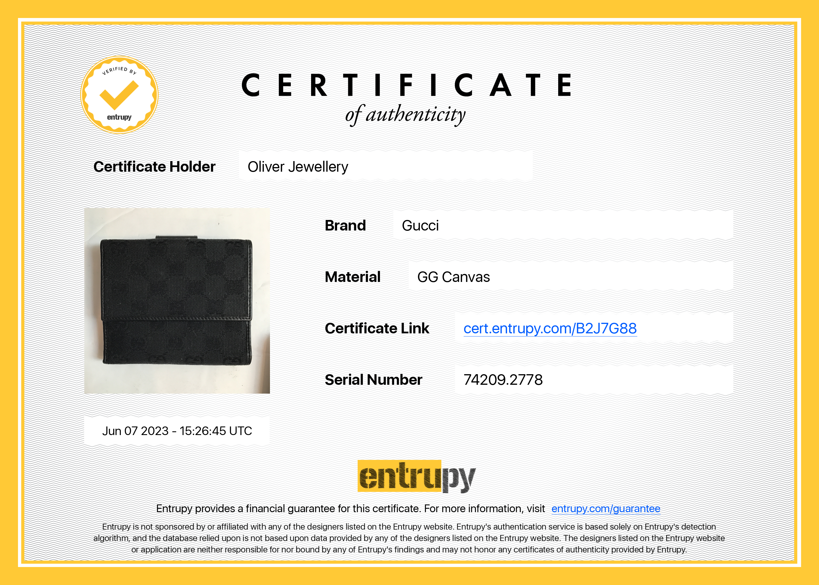 Gucci Black GG Canvas Compact Wallet