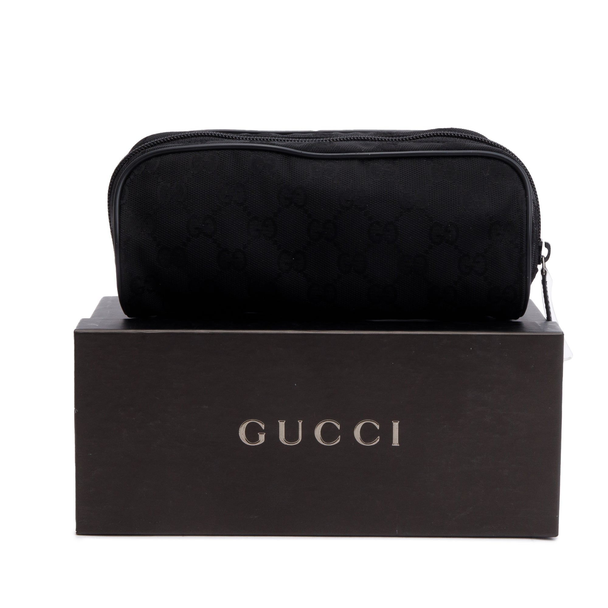 Gucci Black GG Canvas Cosmetic Pouch w/ Box