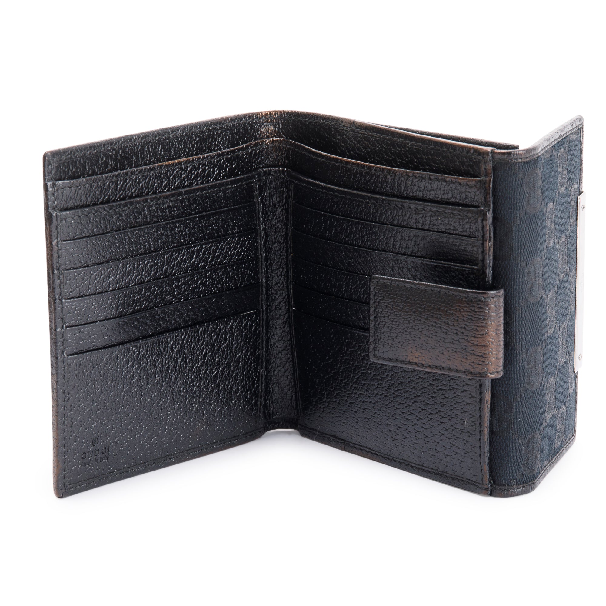 Gucci Black GG Canvas French Flap Wallet