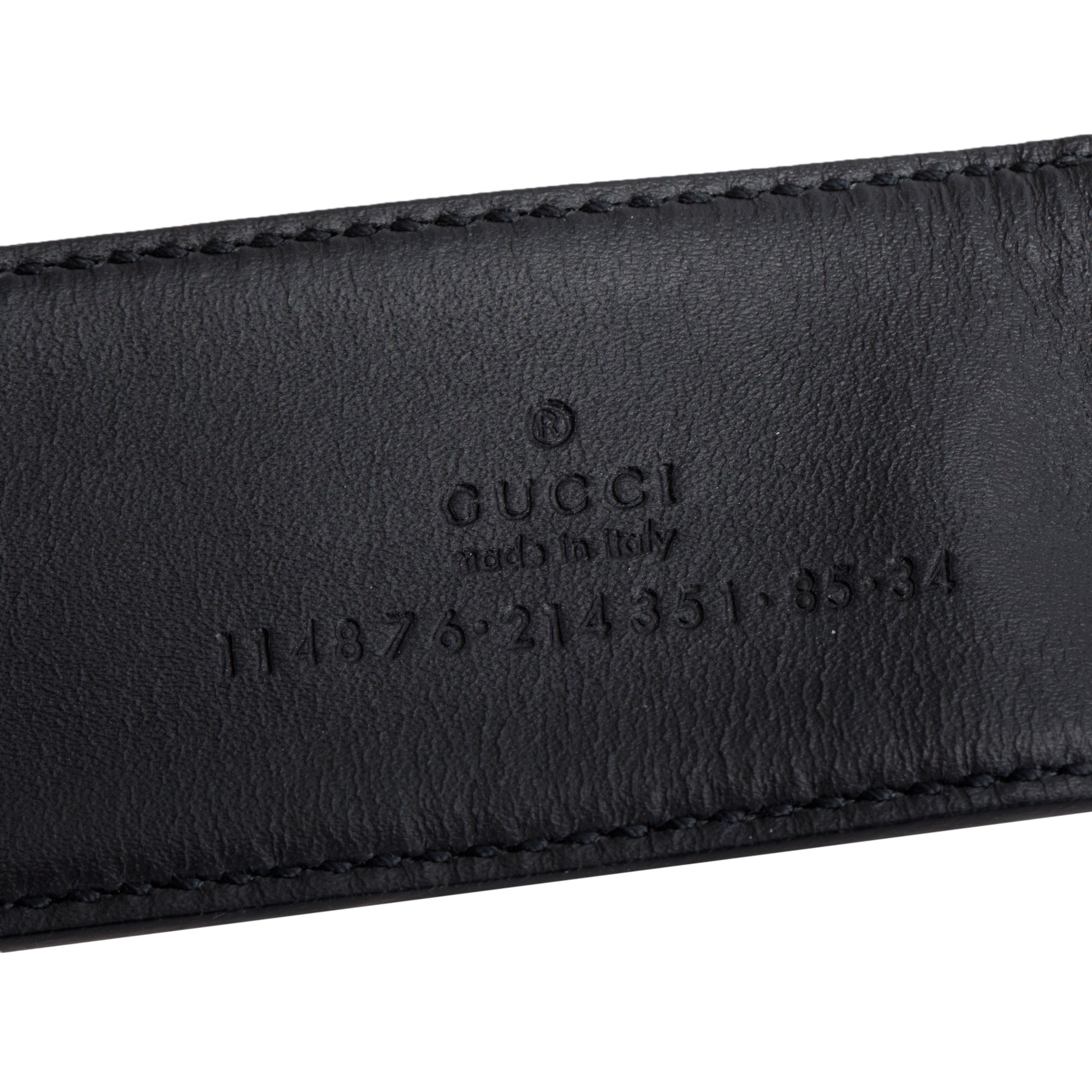 Gucci Black GG Canvas & Leather Belt With Interlocking G Buckle 85 34