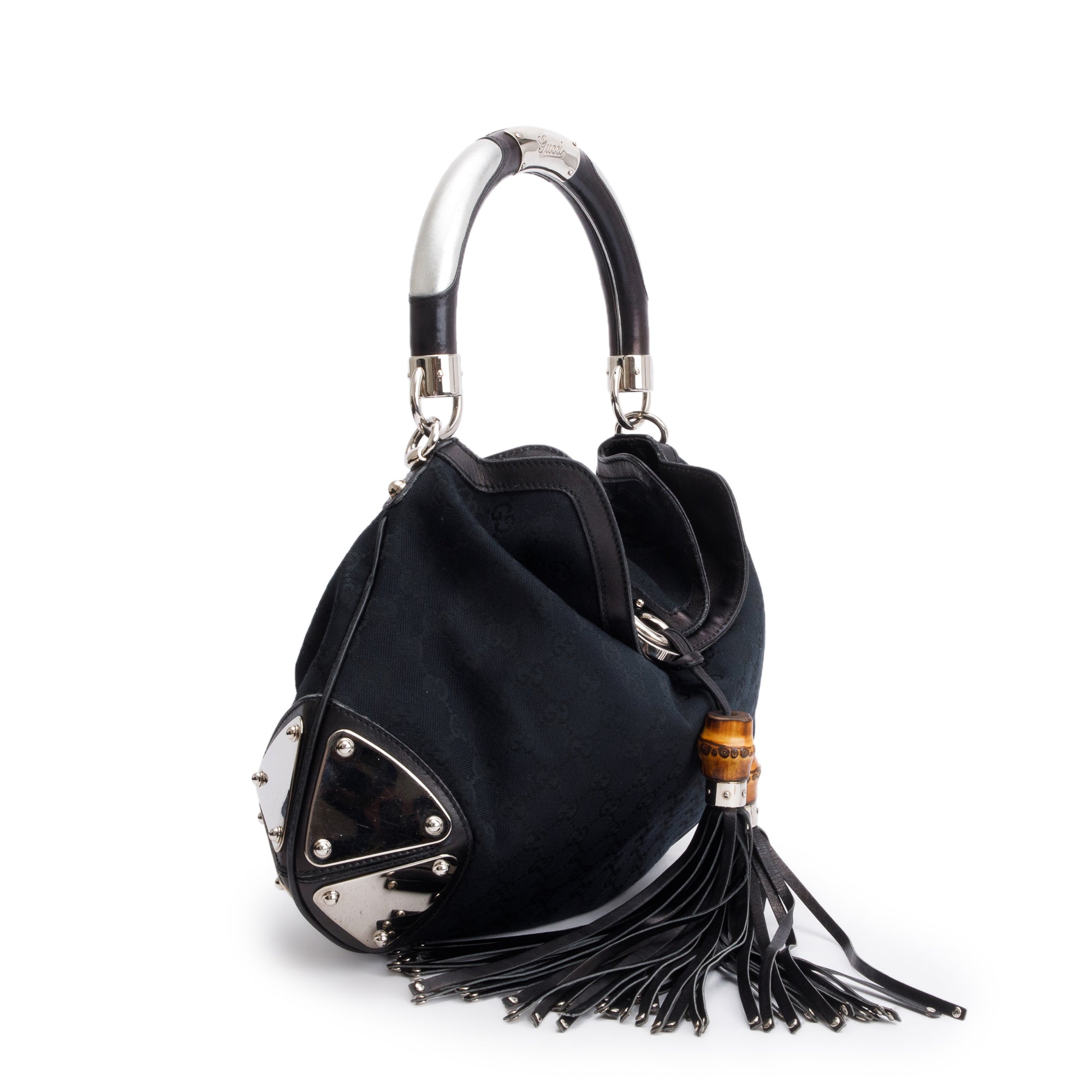 Gucci Black GG Canvas Medium Indy Babouska Hobo