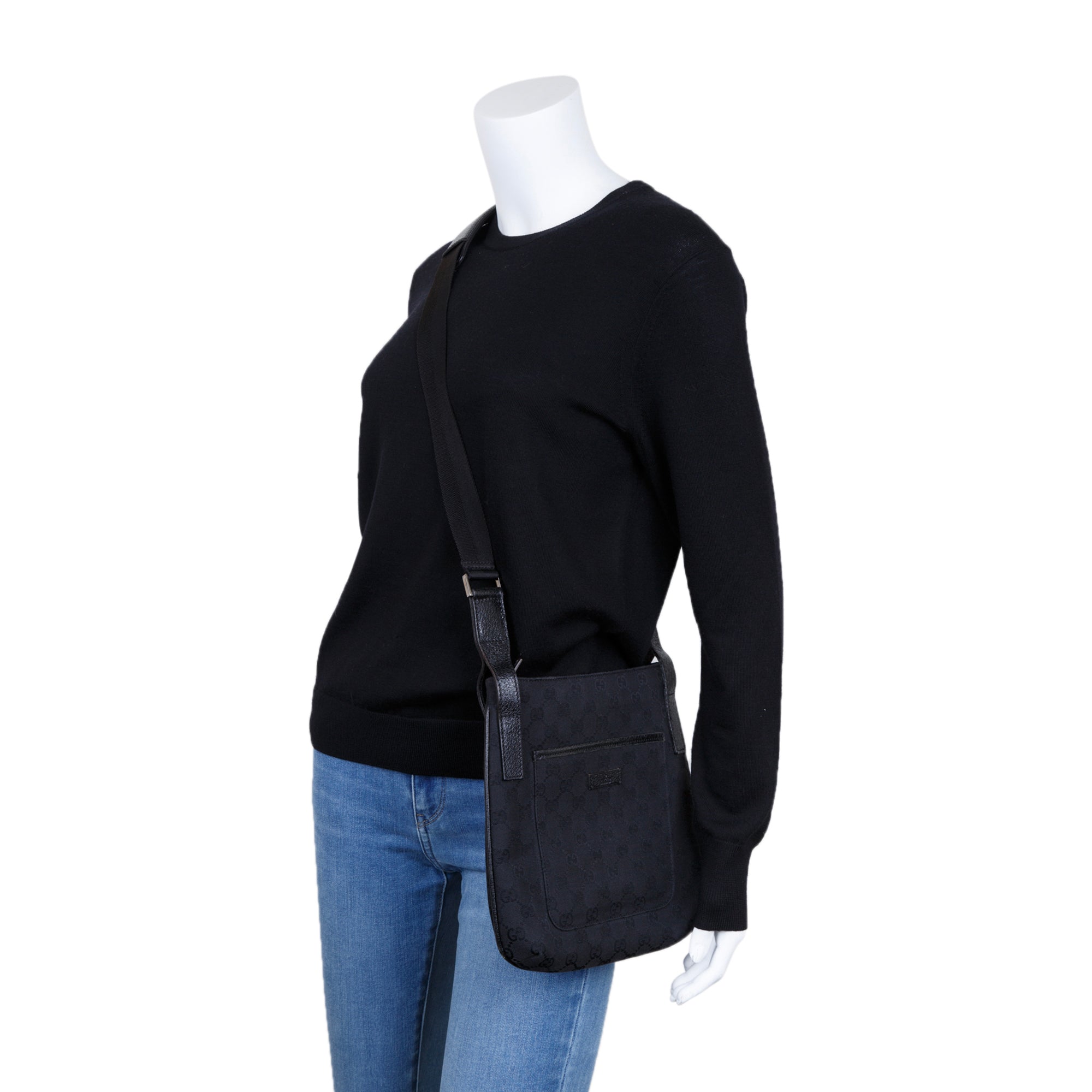 Gucci Black GG Canvas Small Messenger Bag