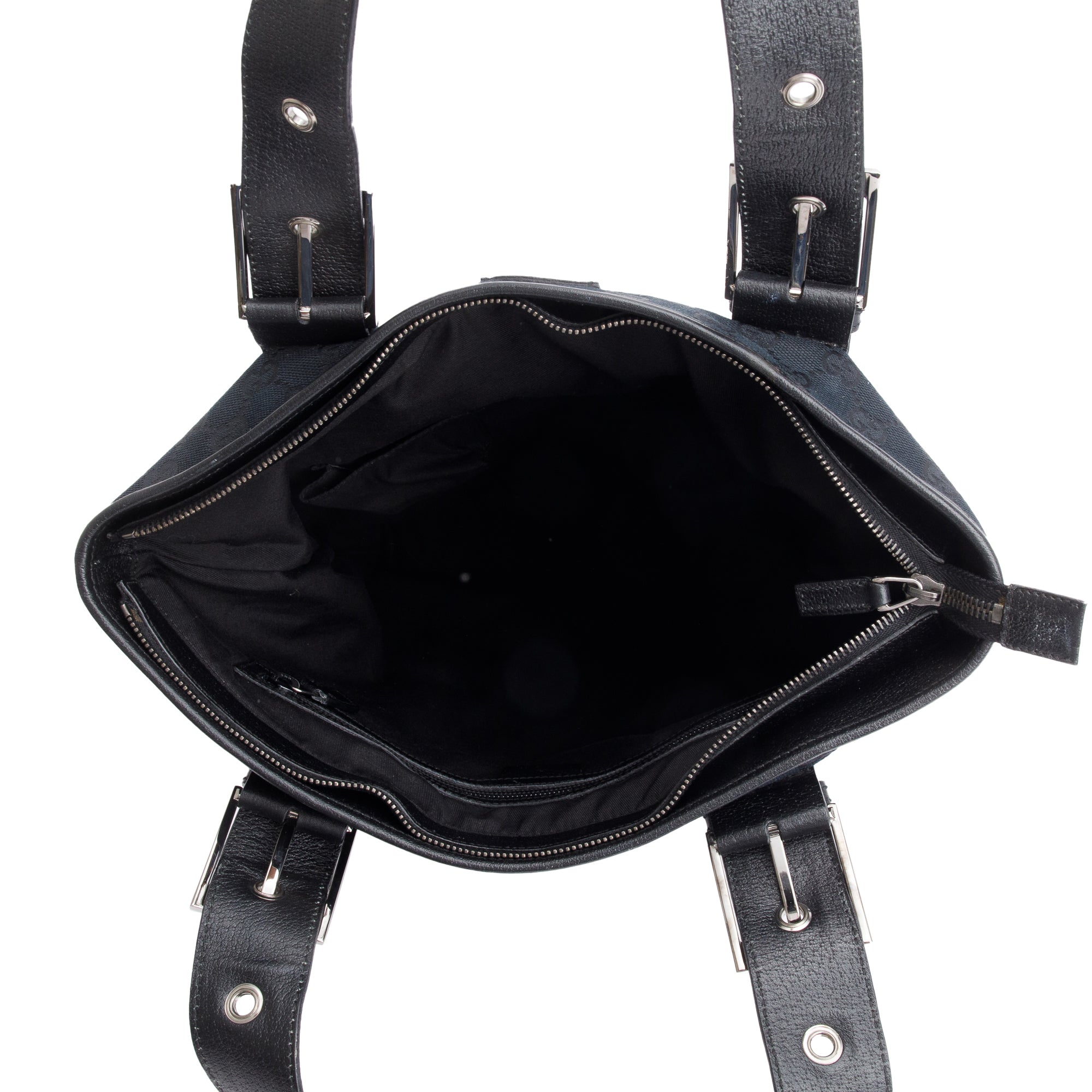 Gucci Black GG Canvas Web Vertical Tote