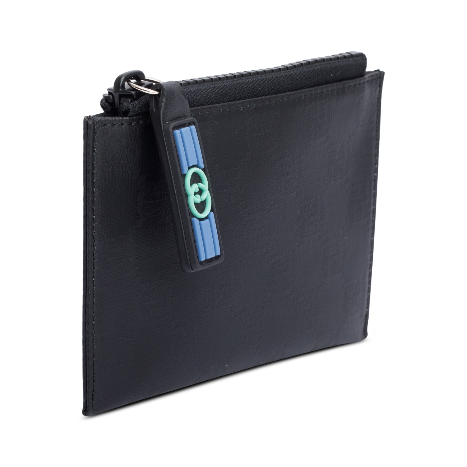 Gucci Black GG Crystal Zip Card Case Wallet w/ Box