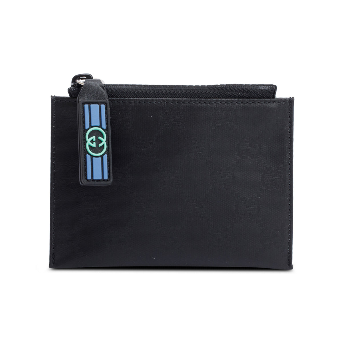 GUCCI レザー ケース Gucci Black GG Crystal Zip Card Case Wallet w/ Box – OLIVER'S