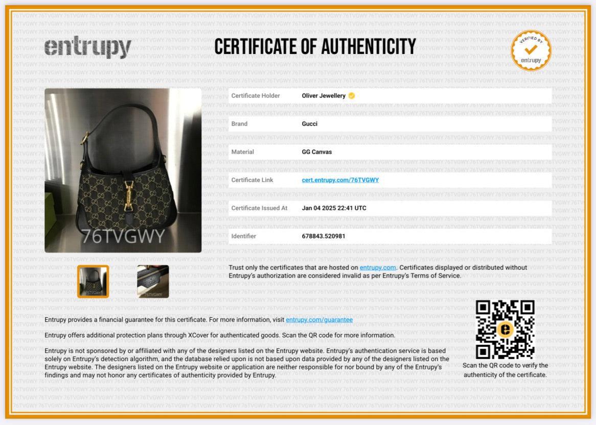 Gucci Black GG Denim Leather Trim Jackie 1961 Mini Shoulder Bag w/ Strap