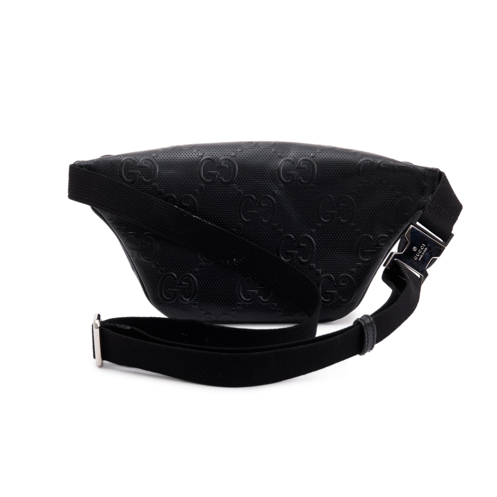 Gucci Black GG Embossed Leather Belt Bag