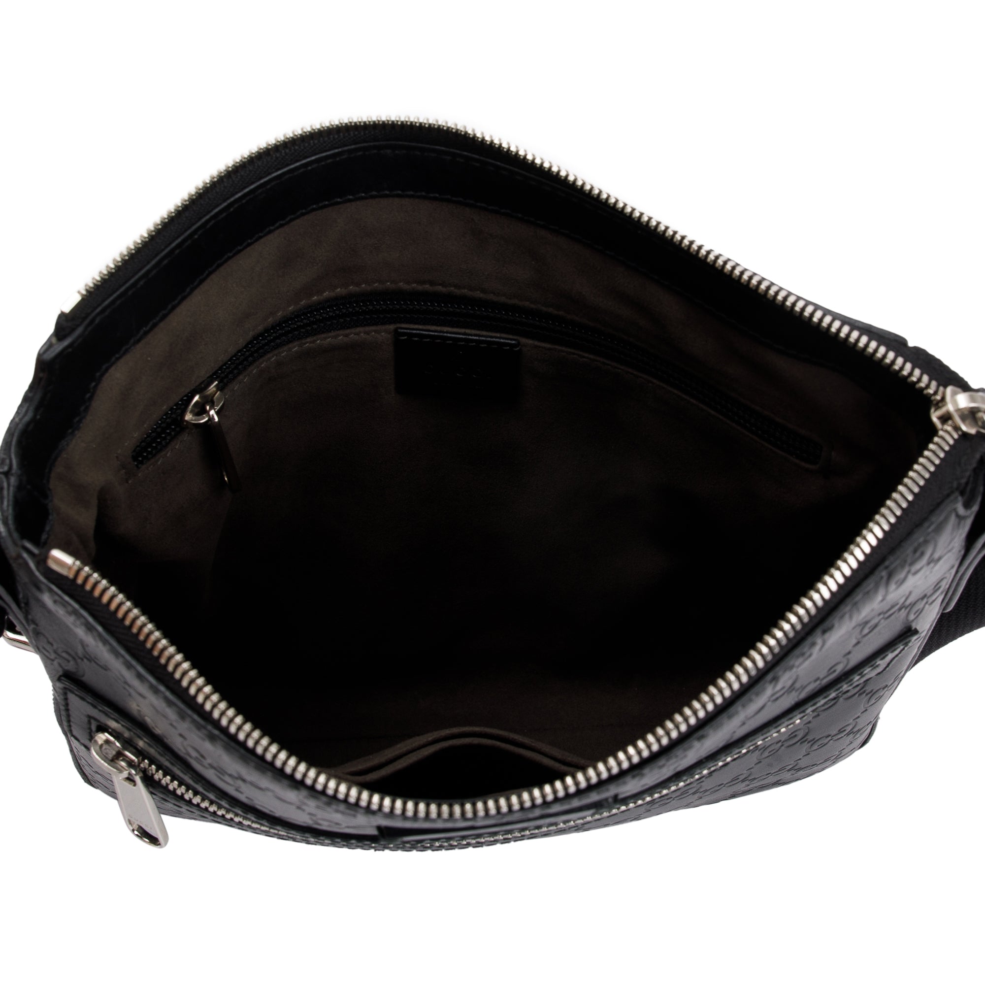 Gucci Black GG Embossed Leather Small Messenger Bag