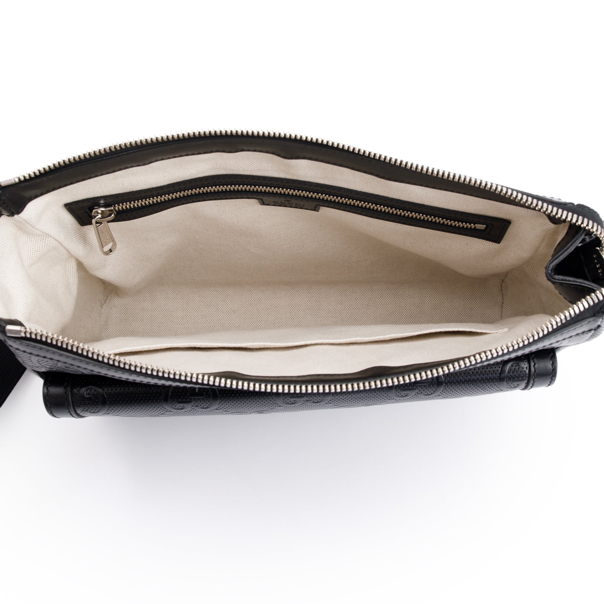 Gucci Black GG Embossed Messenger Bag