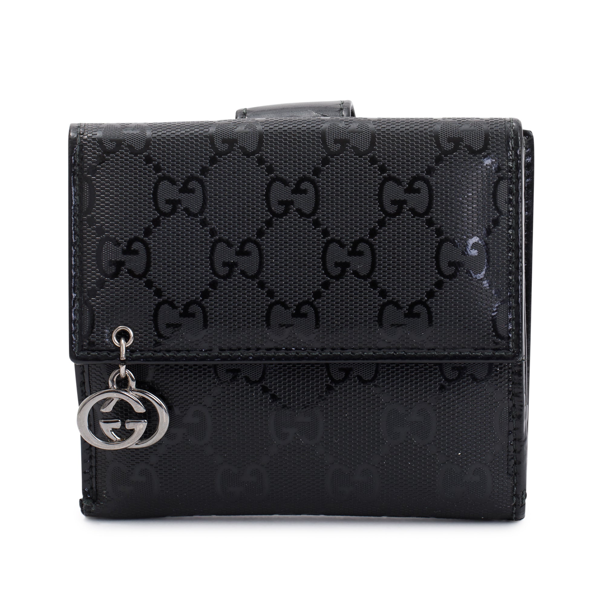 Gucci Black GG Imprime Compact French Wallet