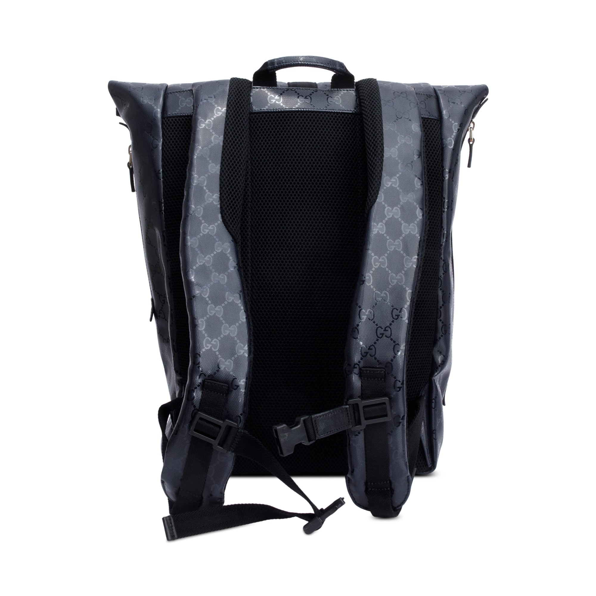 Gucci Black GG Imprime Flap Large Backpack