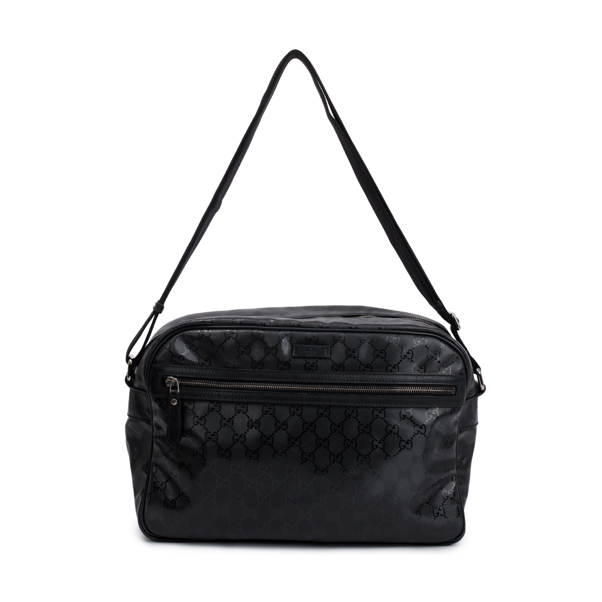 Gucci Black GG Imprime Monogram Messenger Bag