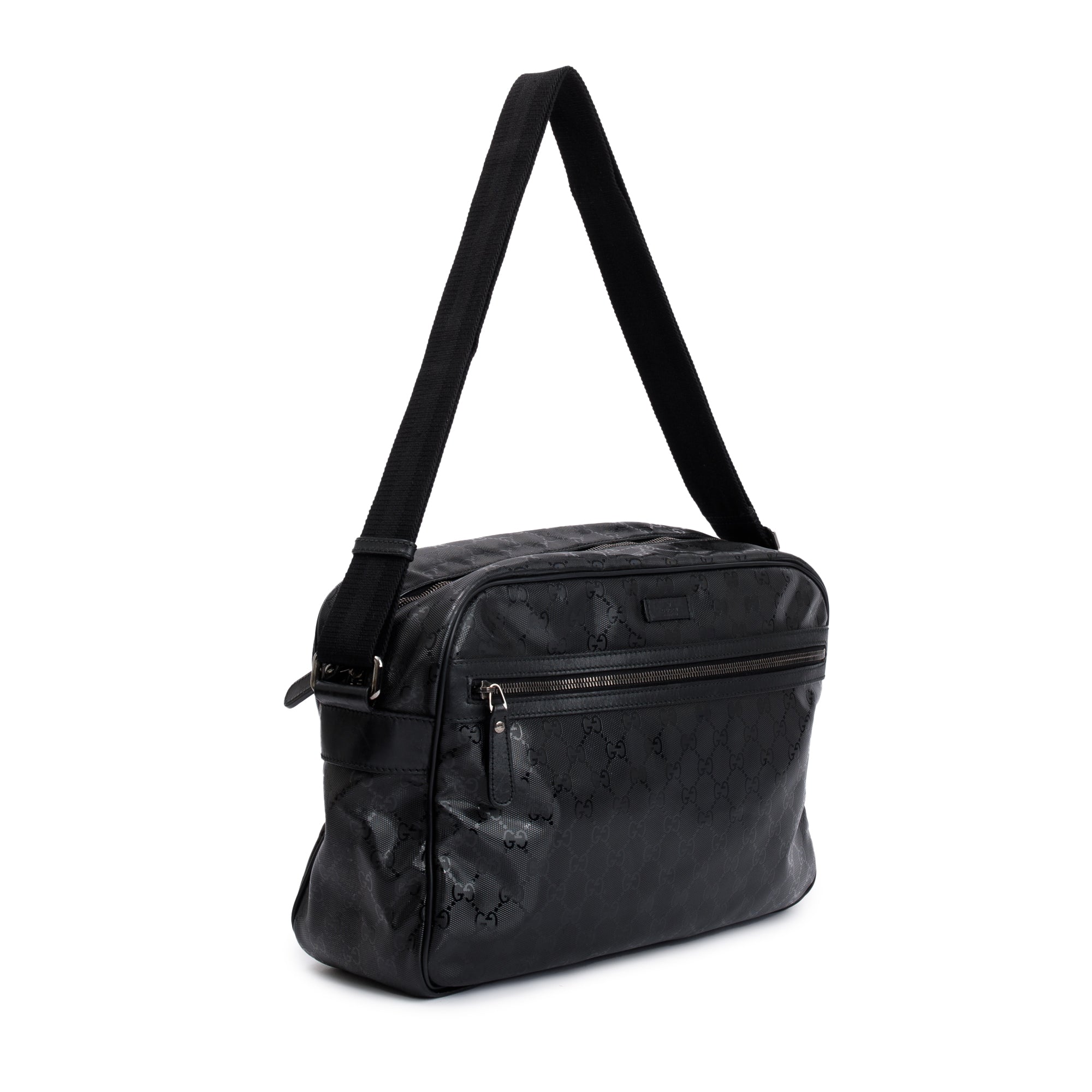 Gucci Black GG Imprime Monogram Messenger Bag
