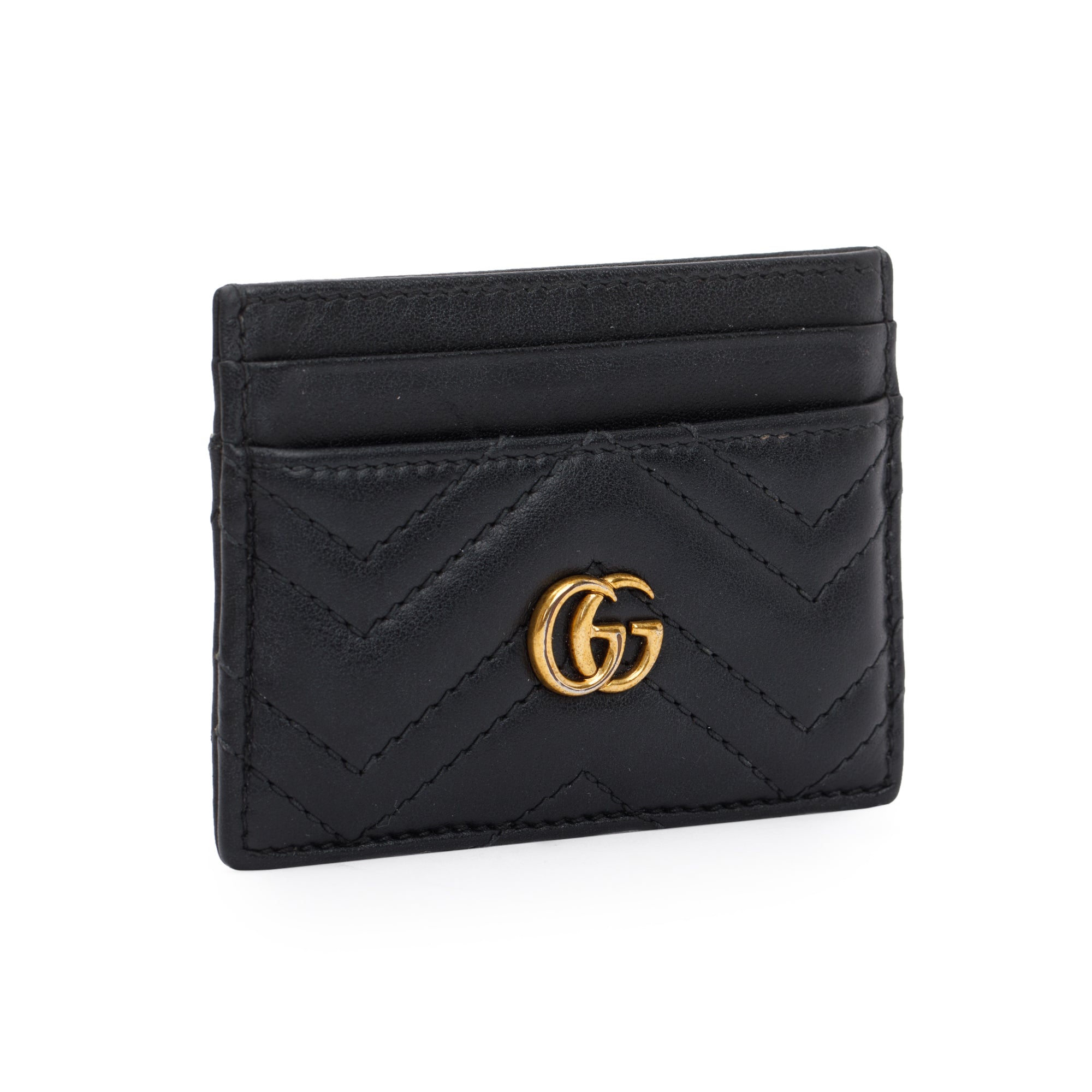 Gucci Black GG Marmont Card Case w/ Box