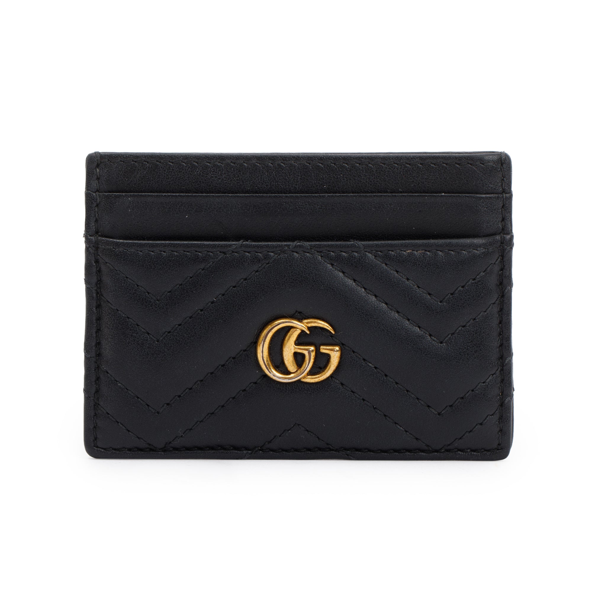 Gucci Black GG Marmont Card Case w/ Box