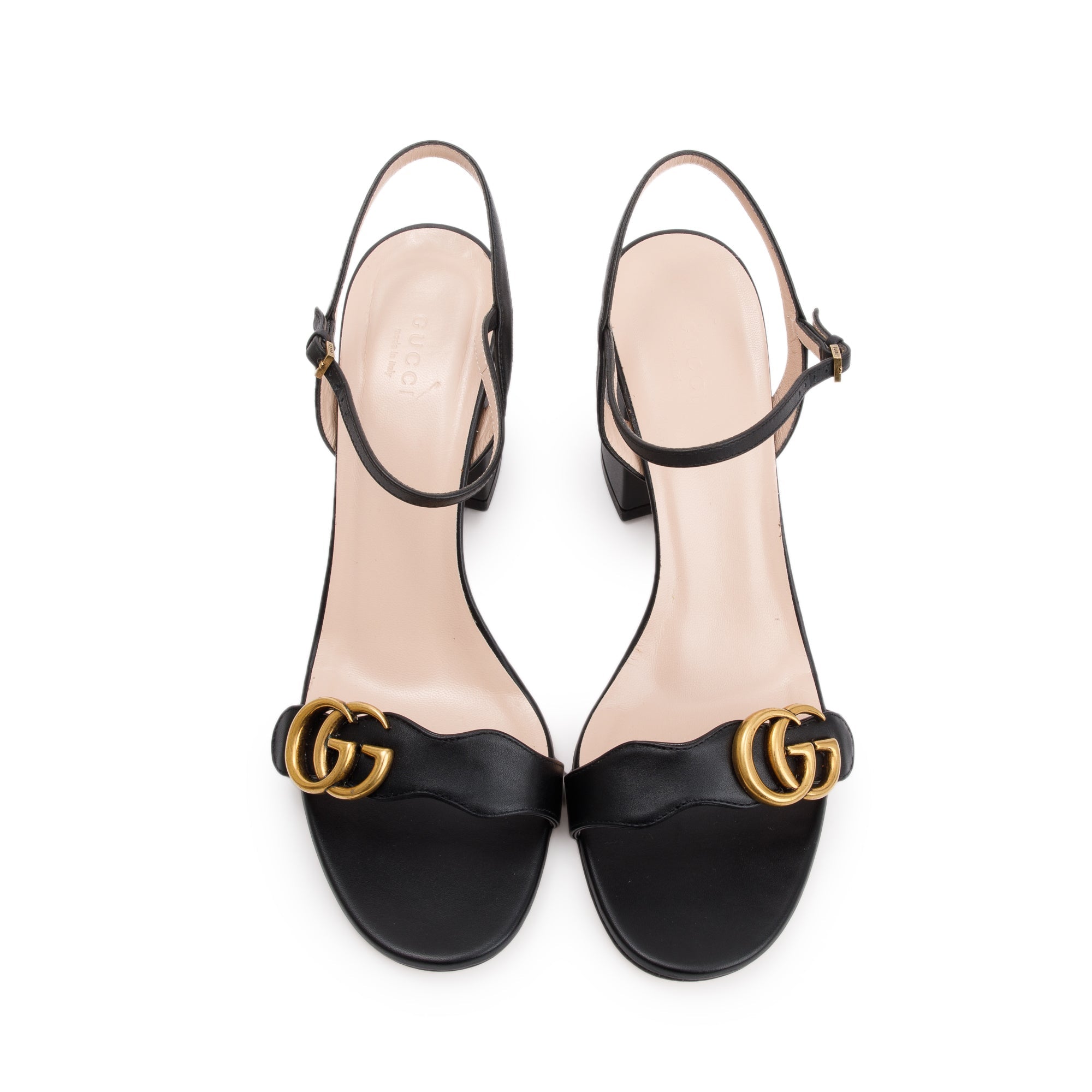 Gucci Black GG Marmont Leather Lifford Sandals , Size 40.5 w/ Box