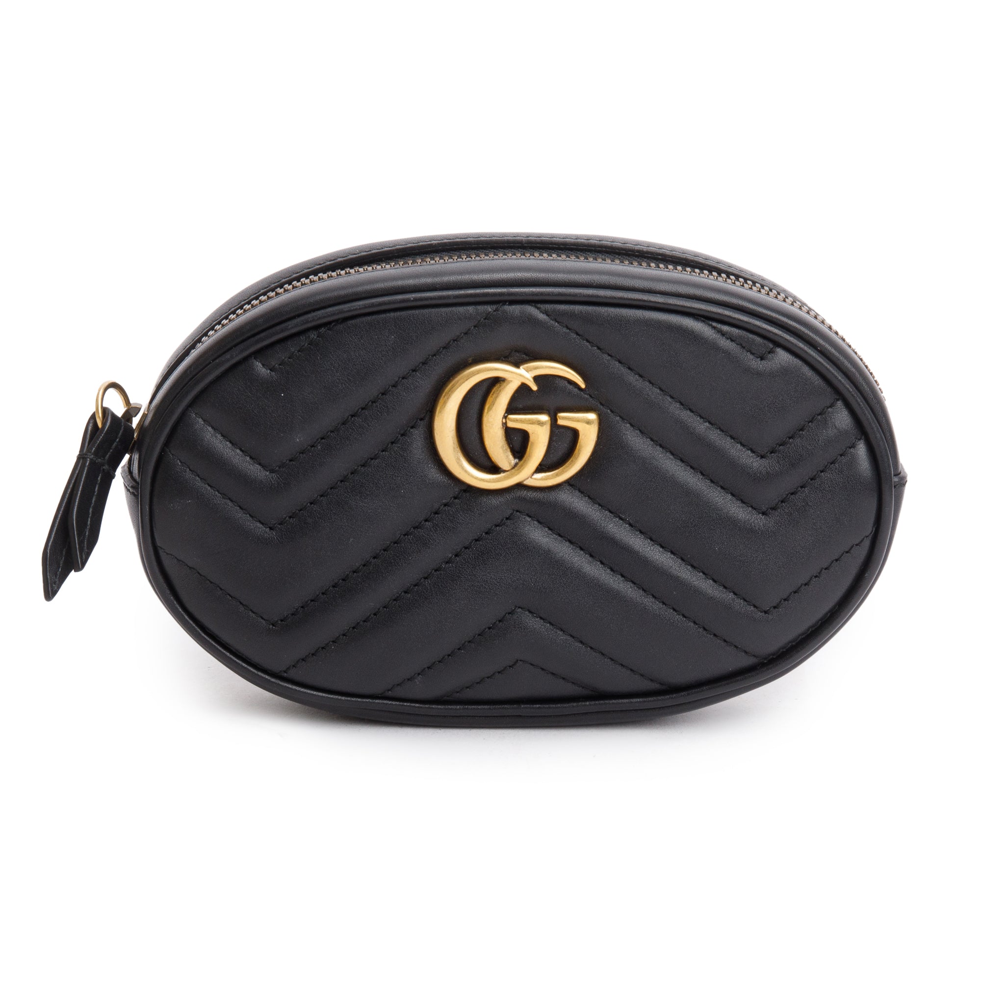 Gucci Black GG Marmont Matelasse Leather Belt Bag, Size 75 w/ Box