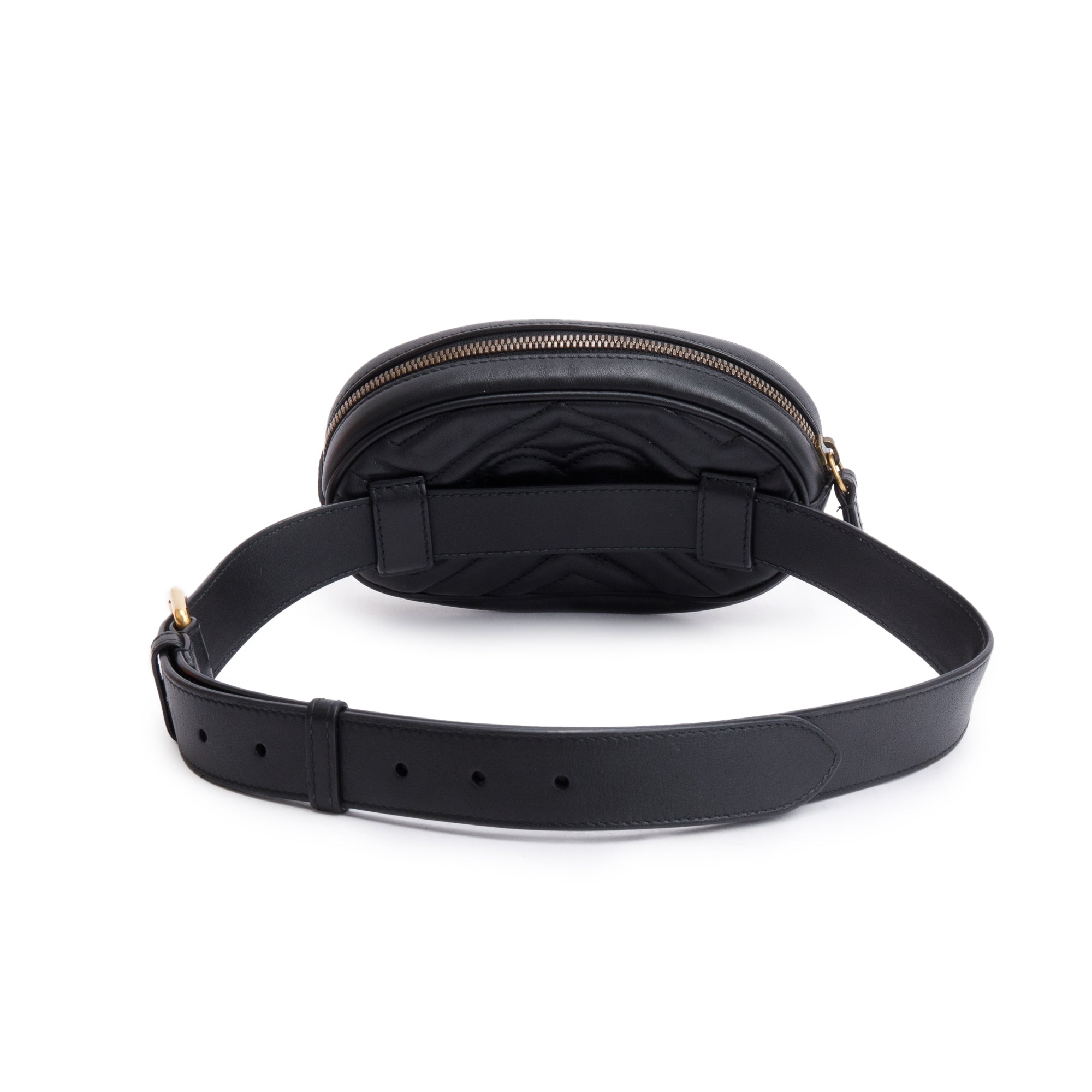 Gucci Black GG Marmont Matelasse Leather Belt Bag, Size 85 34 w/ Box