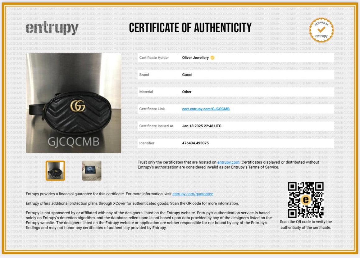 Gucci Black GG Marmont Matelasse Leather Belt Bag, Size 85