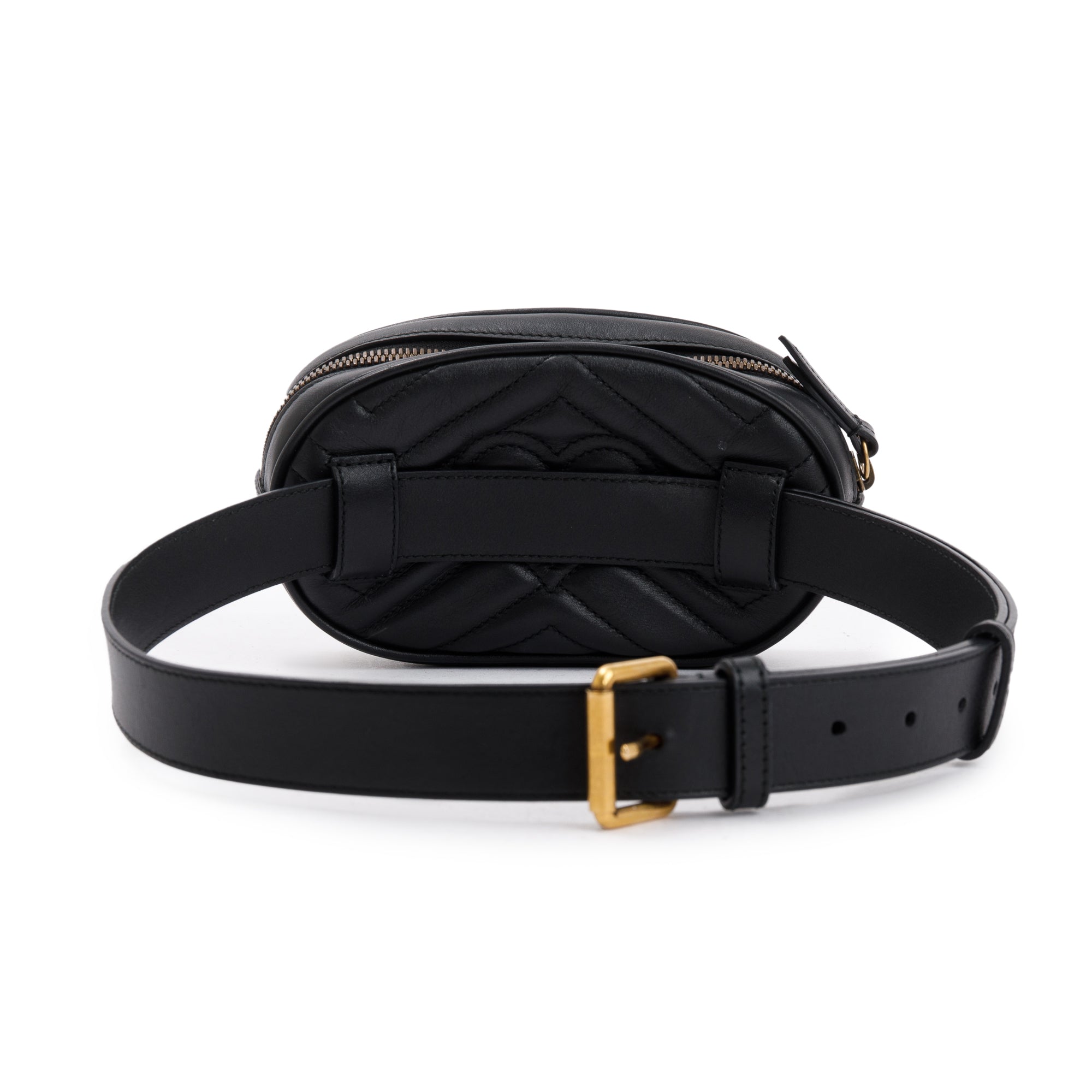 Gucci Black GG Marmont Matelasse Leather Belt Bag w/ Box