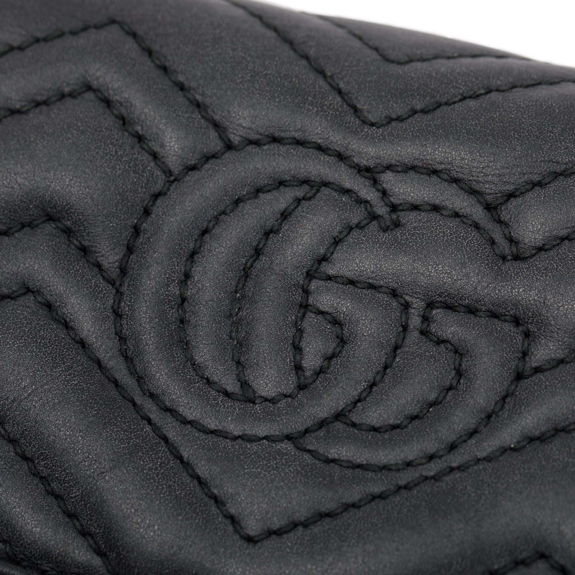 Gucci Black GG Marmont Matelasse Leather Card Case Wallet w/ Box