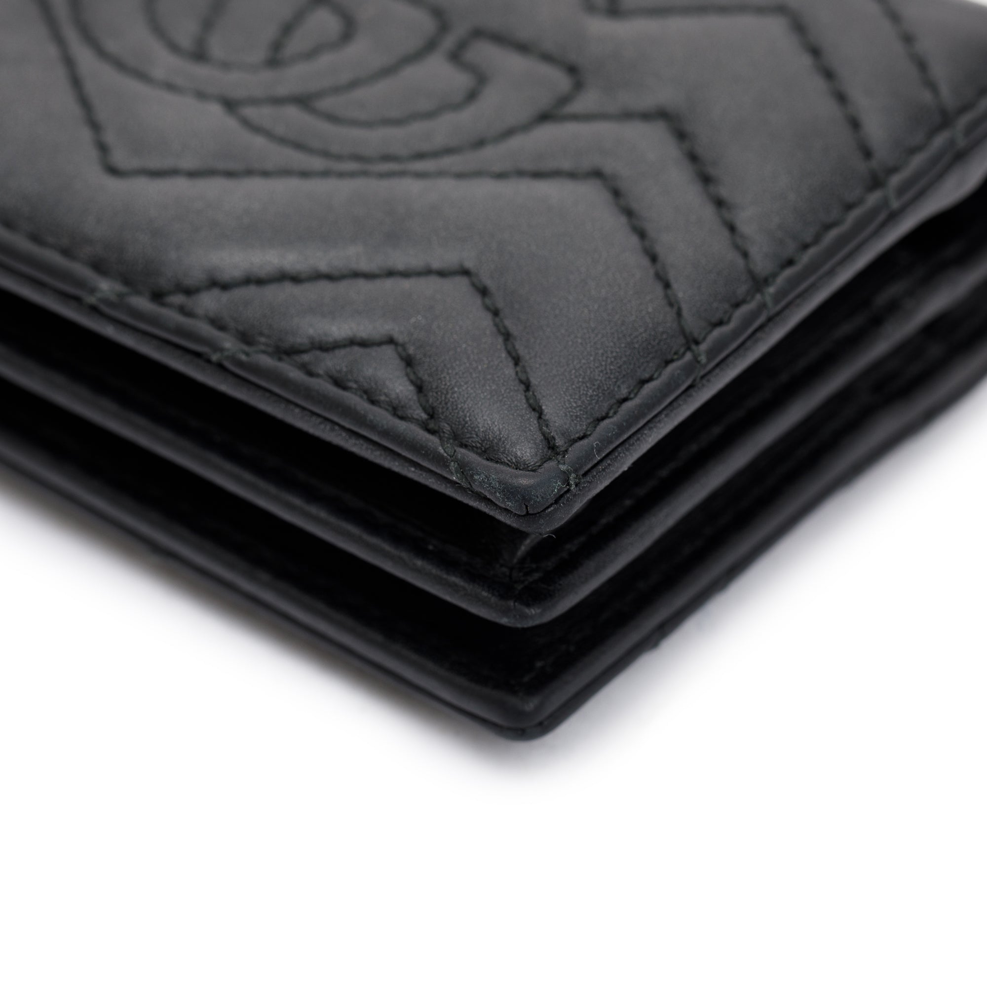 Gucci Black GG Marmont Matelasse Leather Card Case Wallet w/ Box