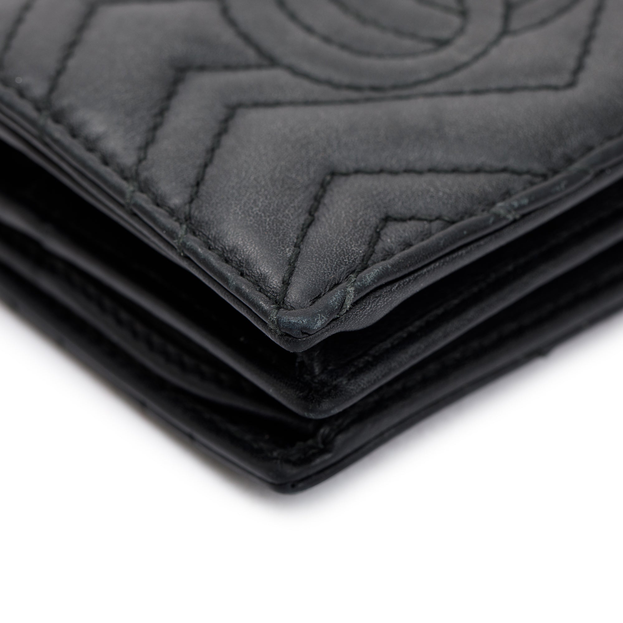 Gucci Black GG Marmont Matelasse Leather Card Case Wallet w/ Box